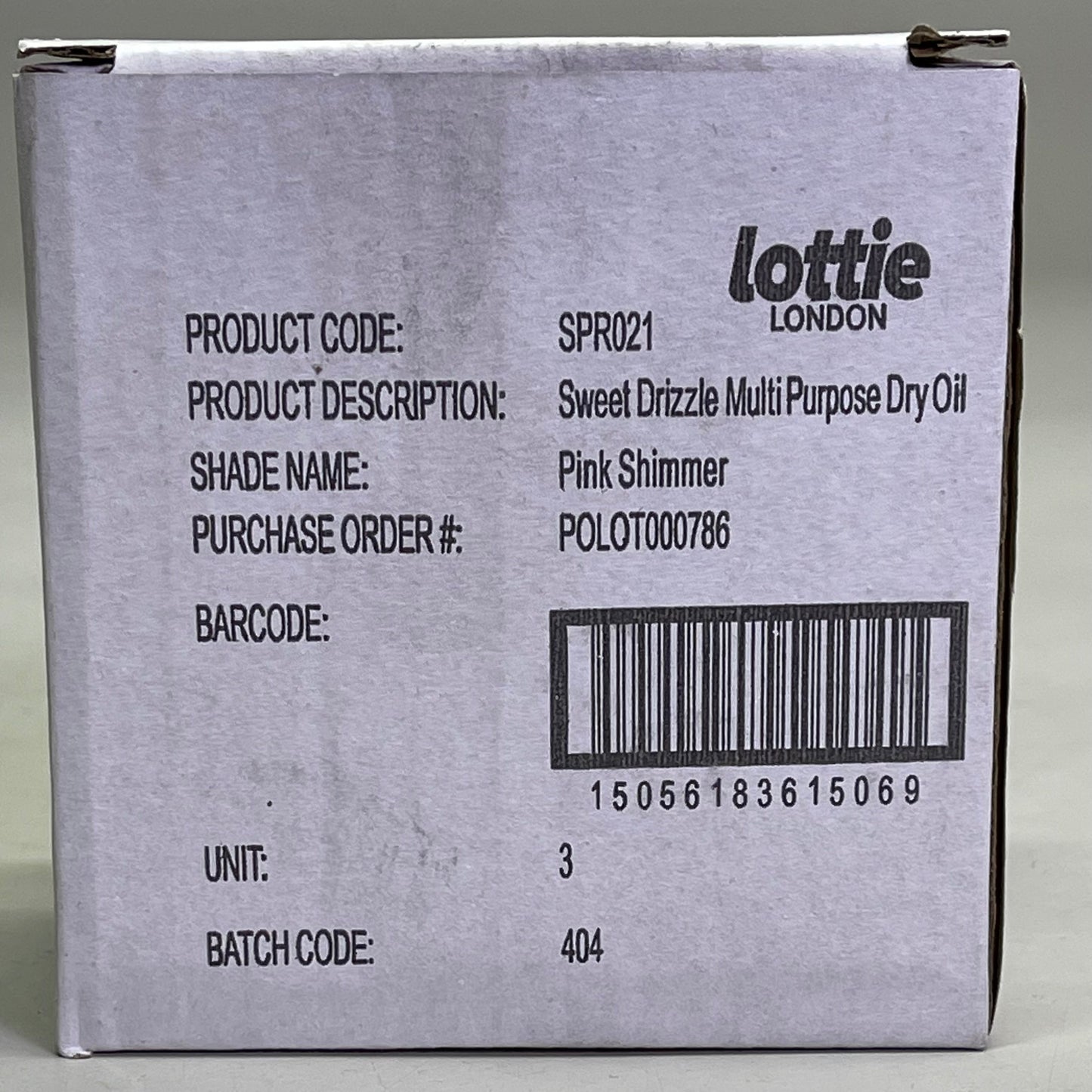 ZA@ LOTTIE LONDON (3 PACK) Sweet Drizzle Body Oil 1.69 fl oz "Pink Shimmer" SPR021 C