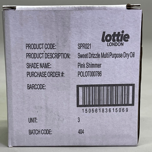 ZA@ LOTTIE LONDON (3 PACK) Sweet Drizzle Body Oil 1.69 fl oz "Pink Shimmer" SPR021 C