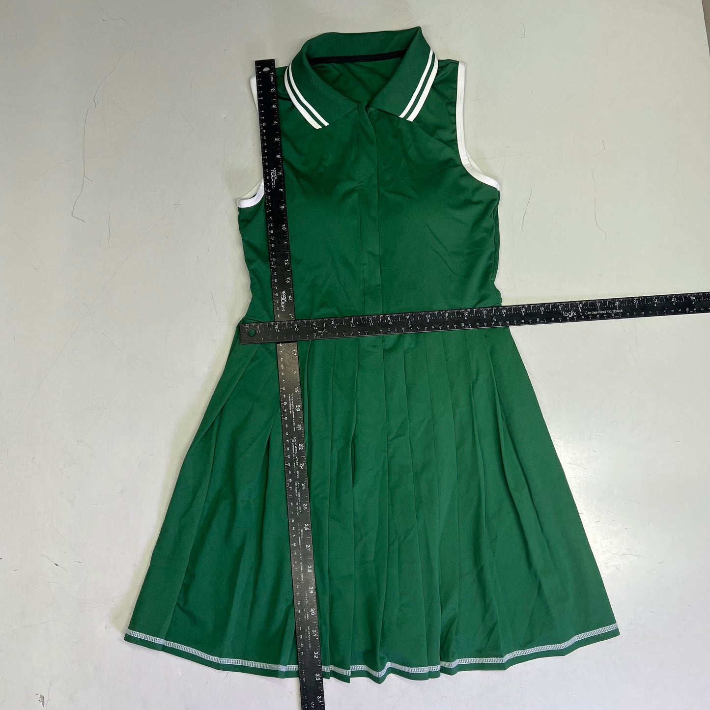 CHARMO Tennis Polo Dress Pleated Skirt W/ Shorts Women's Sz M Grass Green