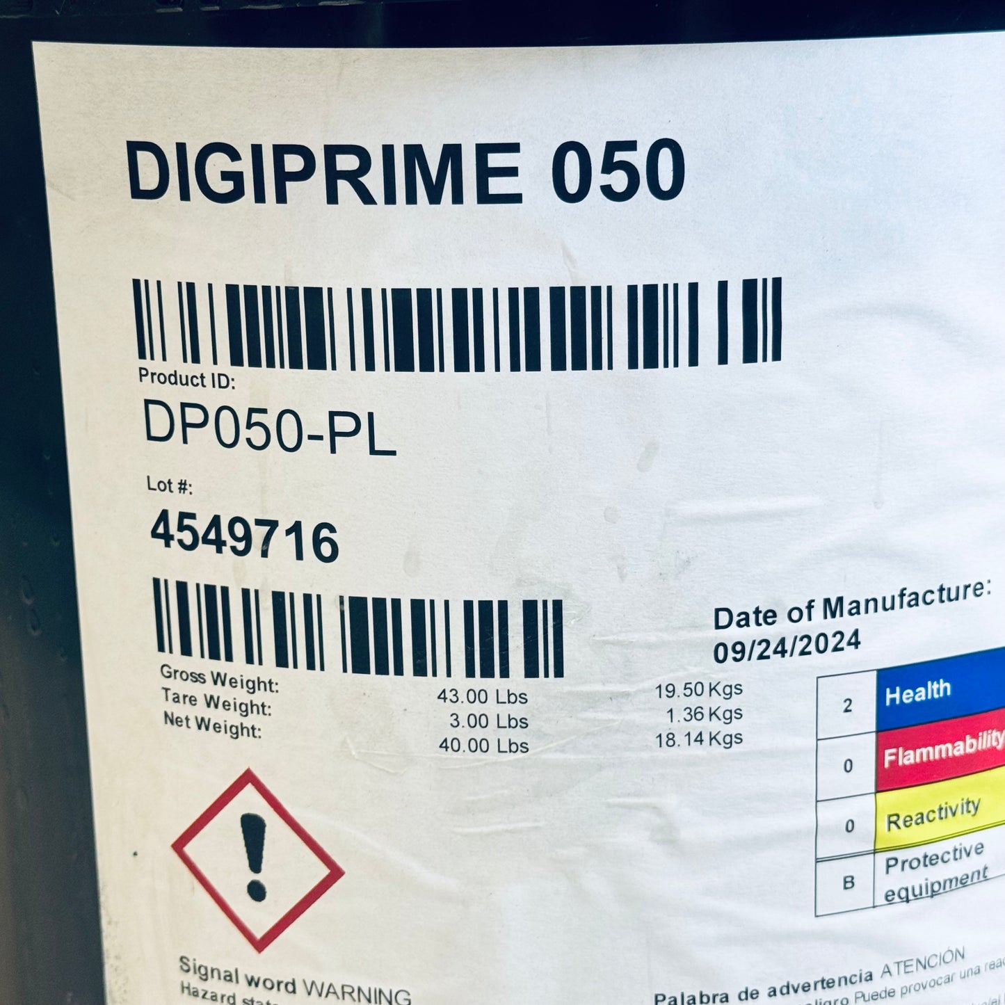 MICHELMAN Digiprime 050 Industrial Coating Sz 14.5” H x 11.5” D DP050-PL