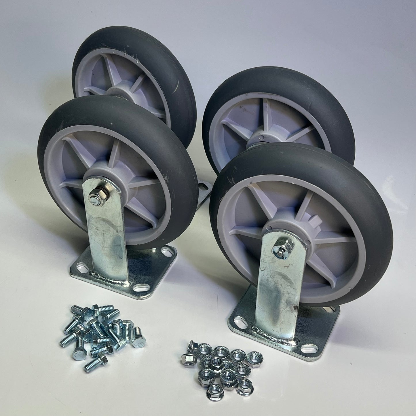 (SET OF 4) Thermoplastic Rubber Core 2 Swivel & 2 Rigid 8"x2" Grey CTRK-PL8-2R2S
