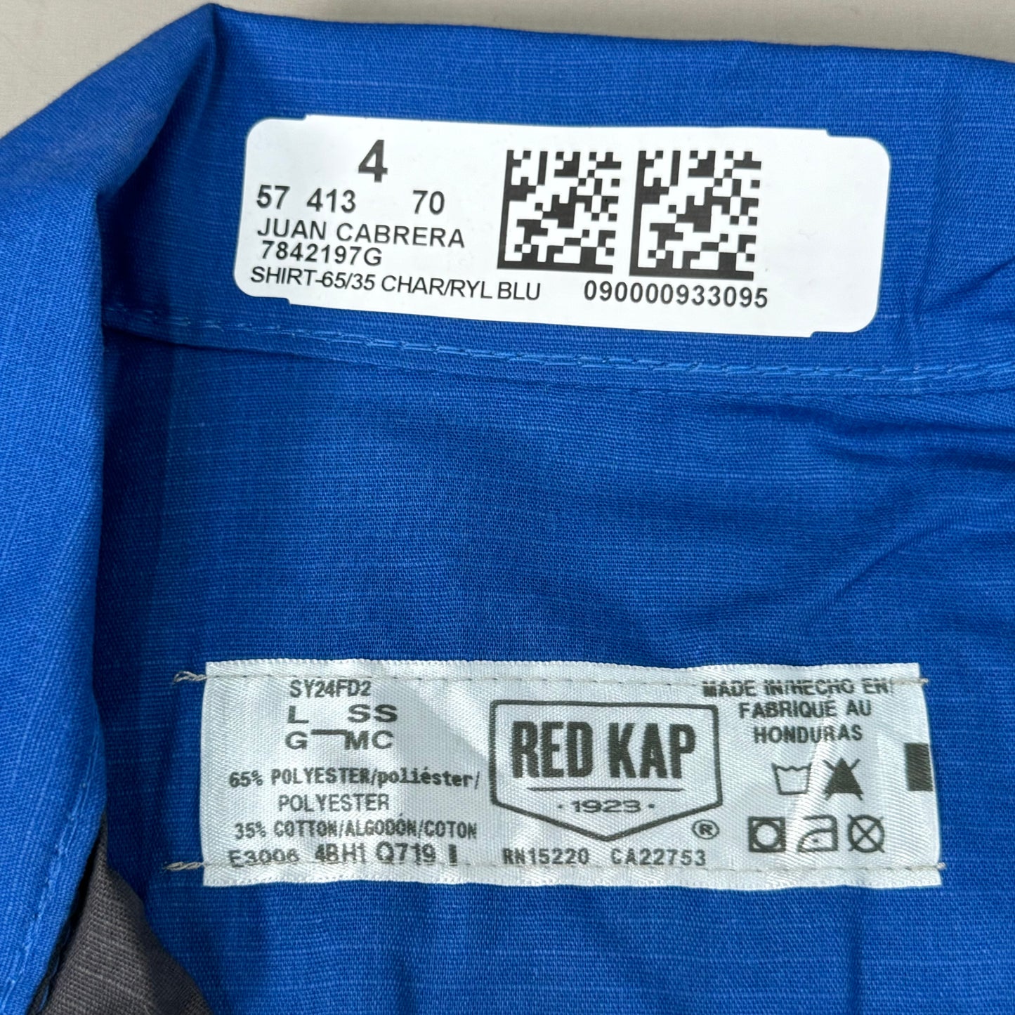 RED KAP Ford Dealership "Juan" Employee Shirts w/Embroidered Patch Sz L Blue/Grey