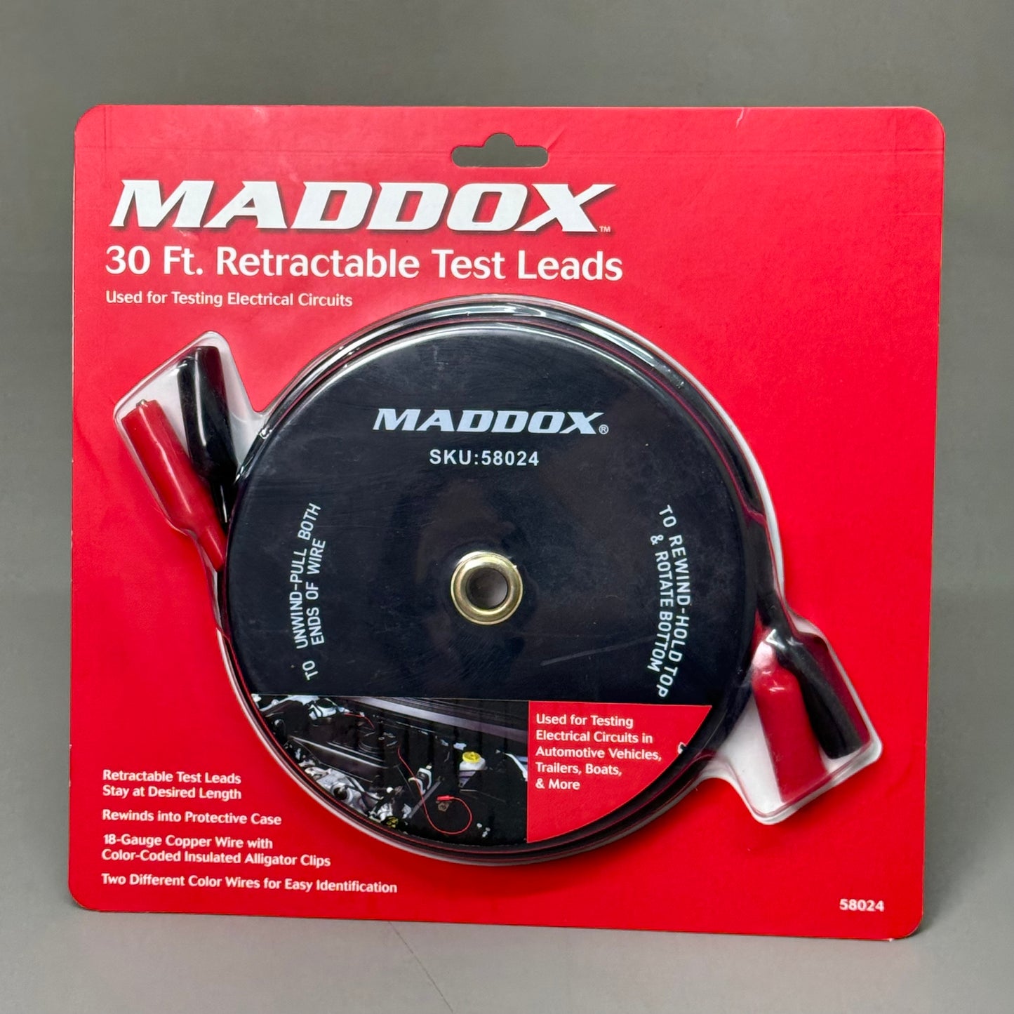 MADDOX 30ft Retractable Test Leads: Used for Testing Electrical Circuits 58024