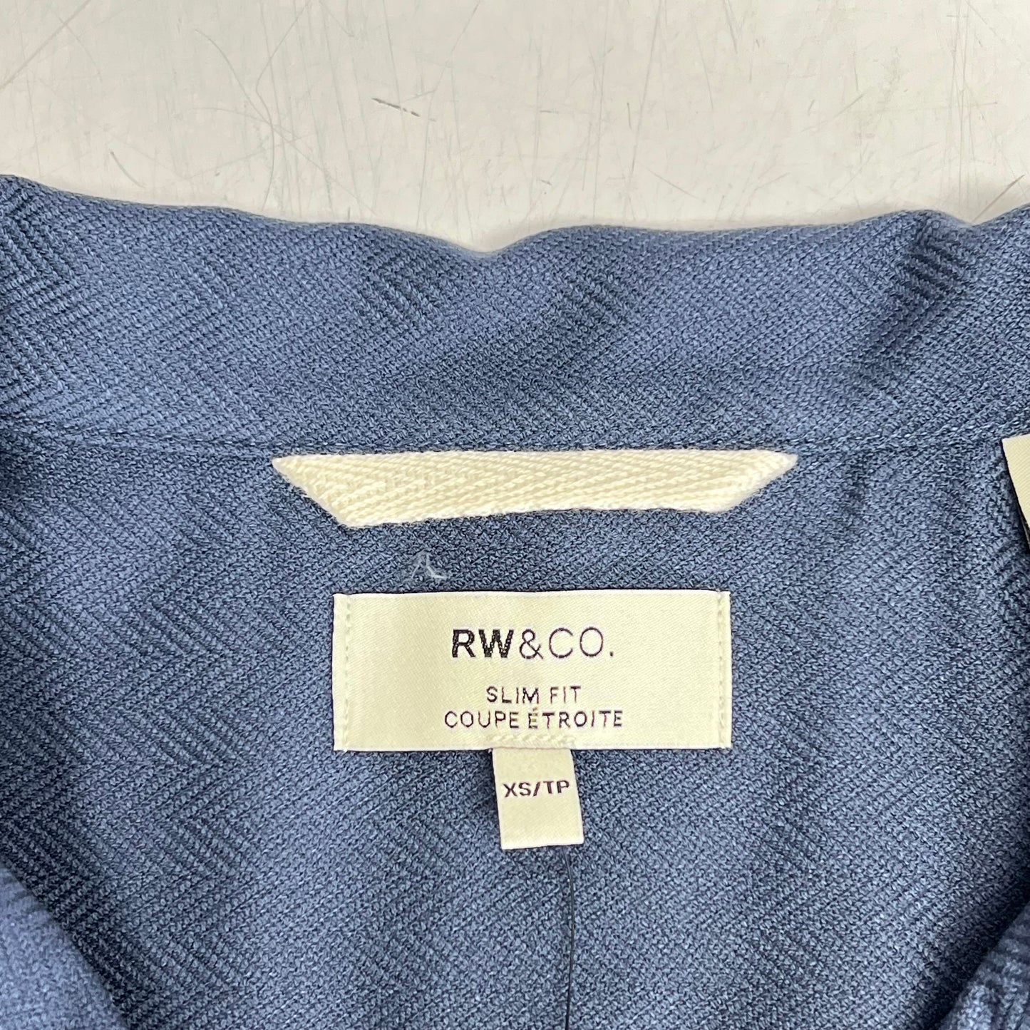RW & CO Short-sleeve Herringbone Shirt W/ Camp Collar Men's Sz XS Blue 485793