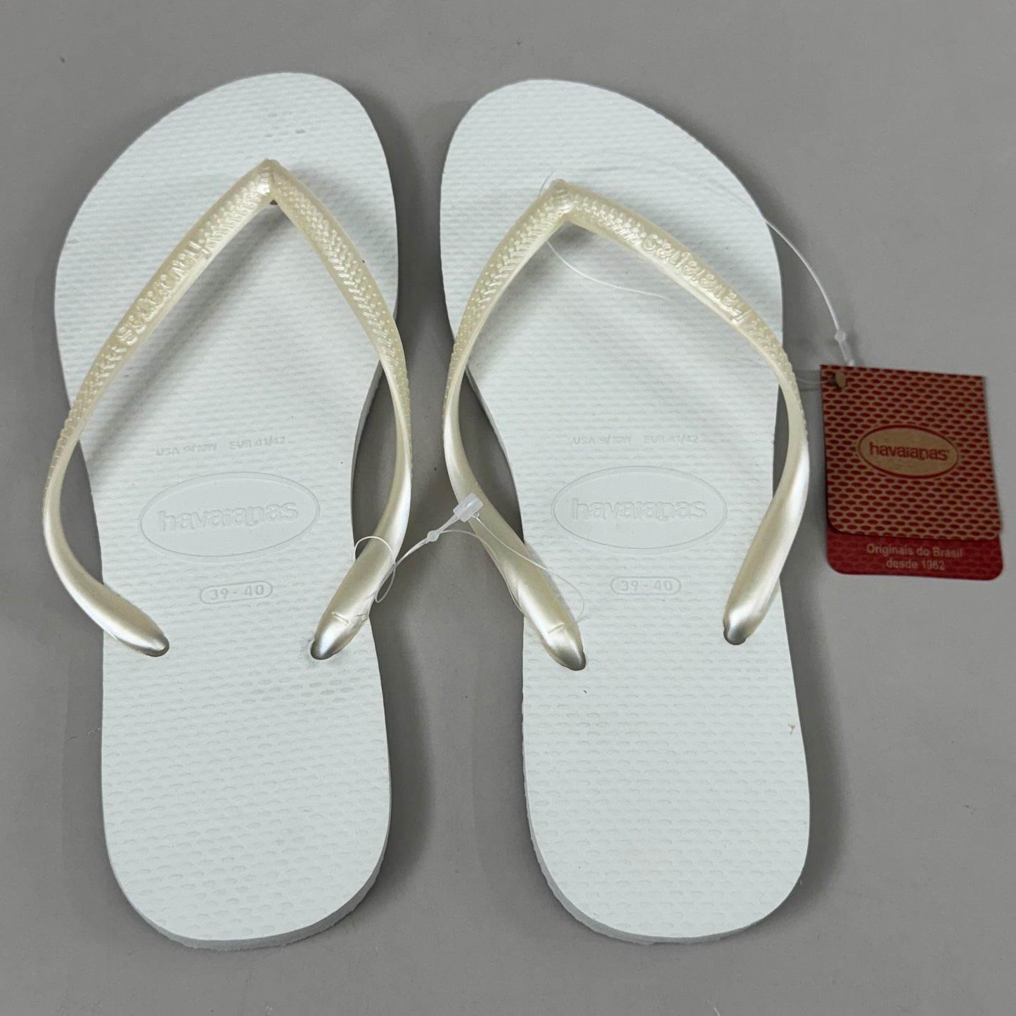 ZA@ HAVAIANAS High Quality Rubber Slim Flip Flops Non-Slip Women's 9/10 White 400030 H