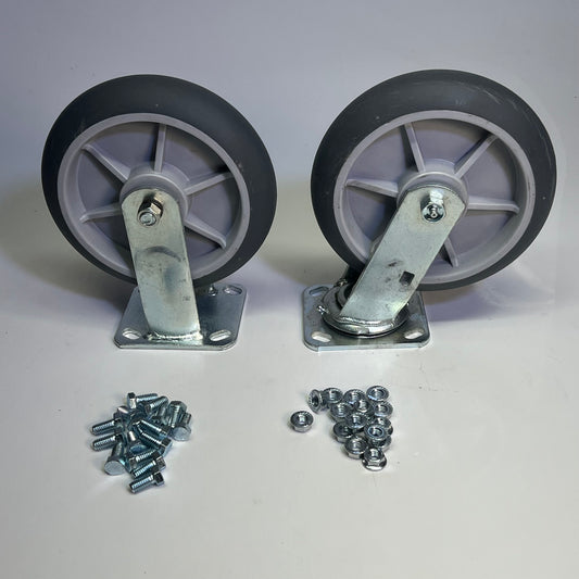 (SET OF 4) Thermoplastic Rubber Core 2 Swivel & 2 Rigid 8"x2" Grey CTRK-PL8-2R2S