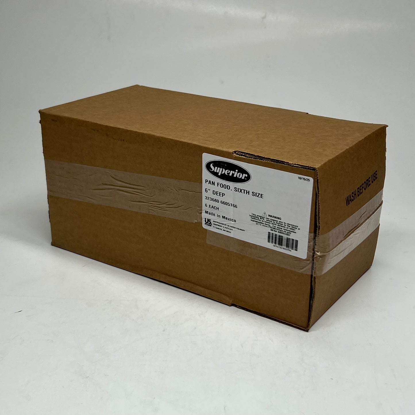 SUPERIOR (6 PACK) Pan Food, Sixth Size 6" Deep 323680