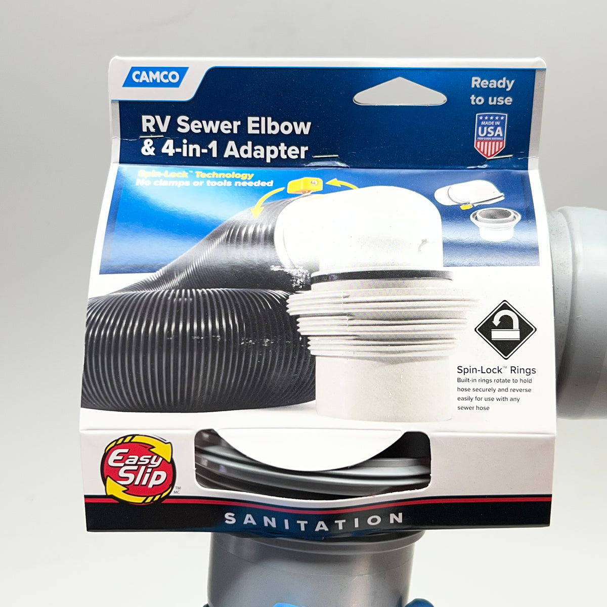 CAMCO Rv Sewer Elbow & 4 in 1 Adapter 3" Grey 39144