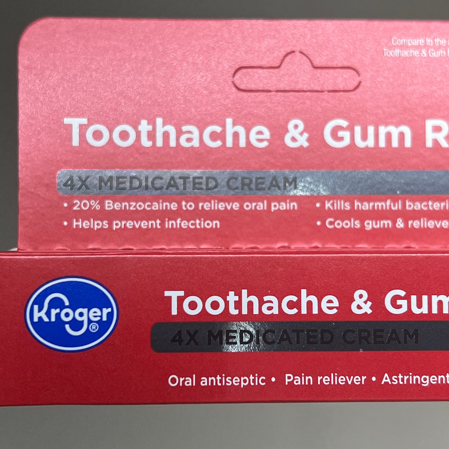 KROGER (2 PACK) Toothache & Gum Relief 4X Medicated Cream 0.33oz BB 04/26