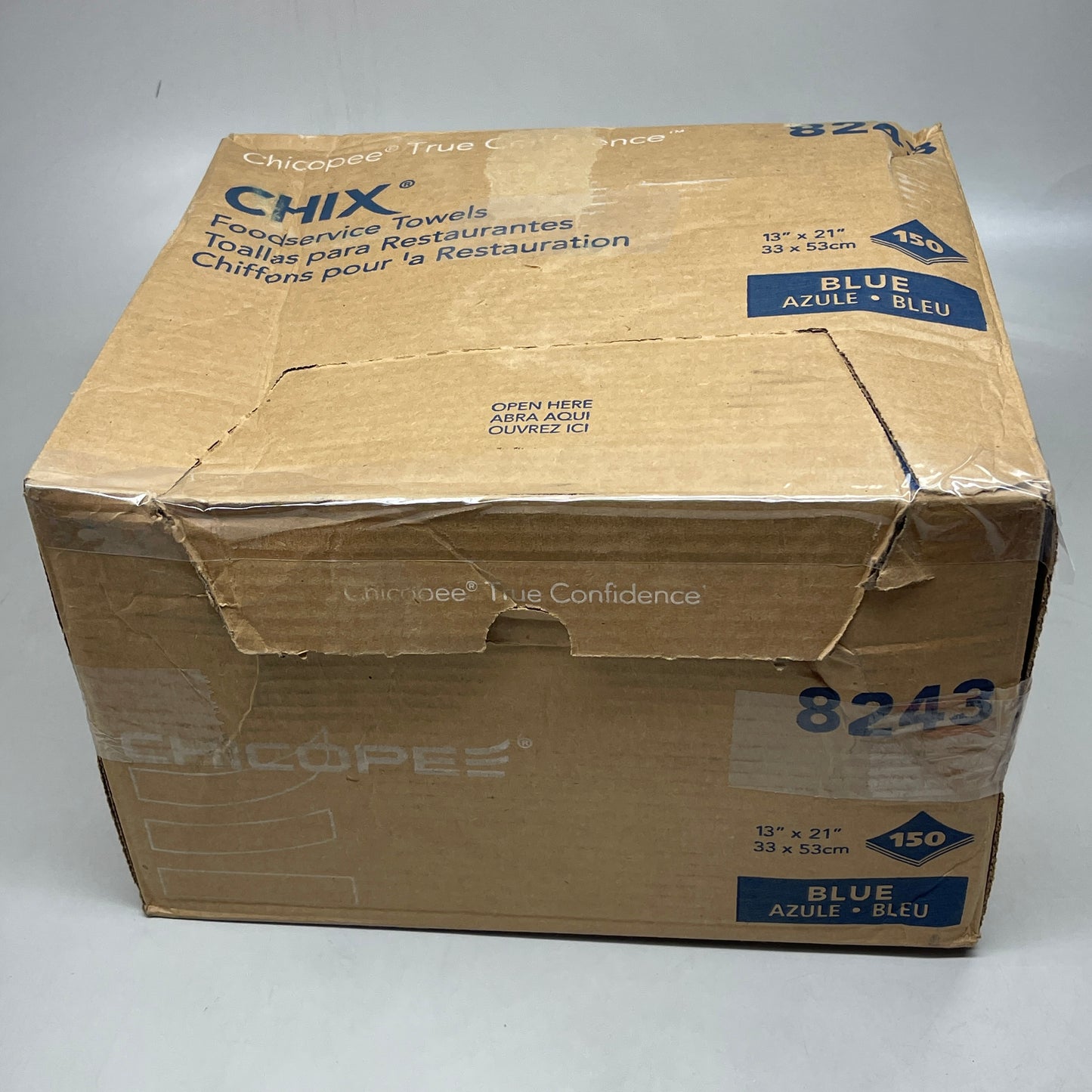 CHIX Foodservice Towels 8243 Disposable Cleaning Cloths 150 per box 13"x21" Blue Damaged Box