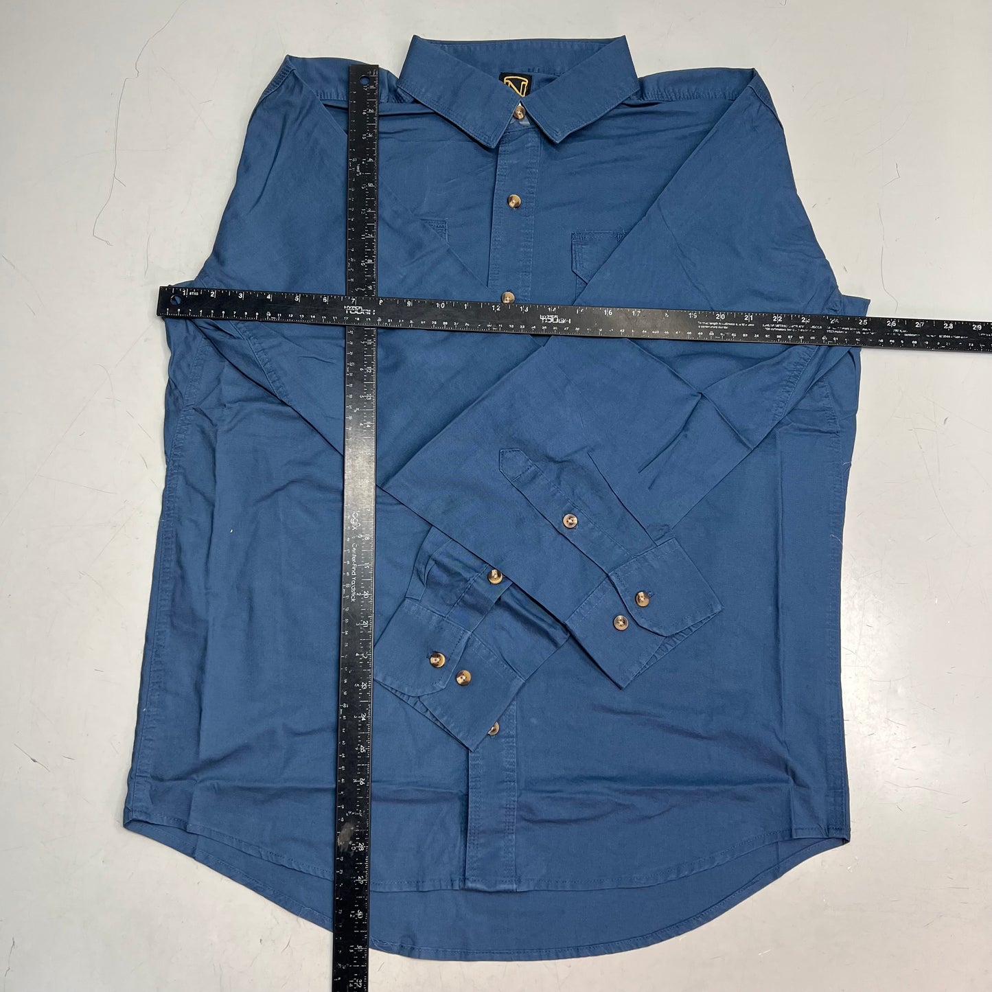 NOBLE OUTFITTERS Long Sleeve Weathered Work Shirt Men's Sz L-R Steel Blue 11049