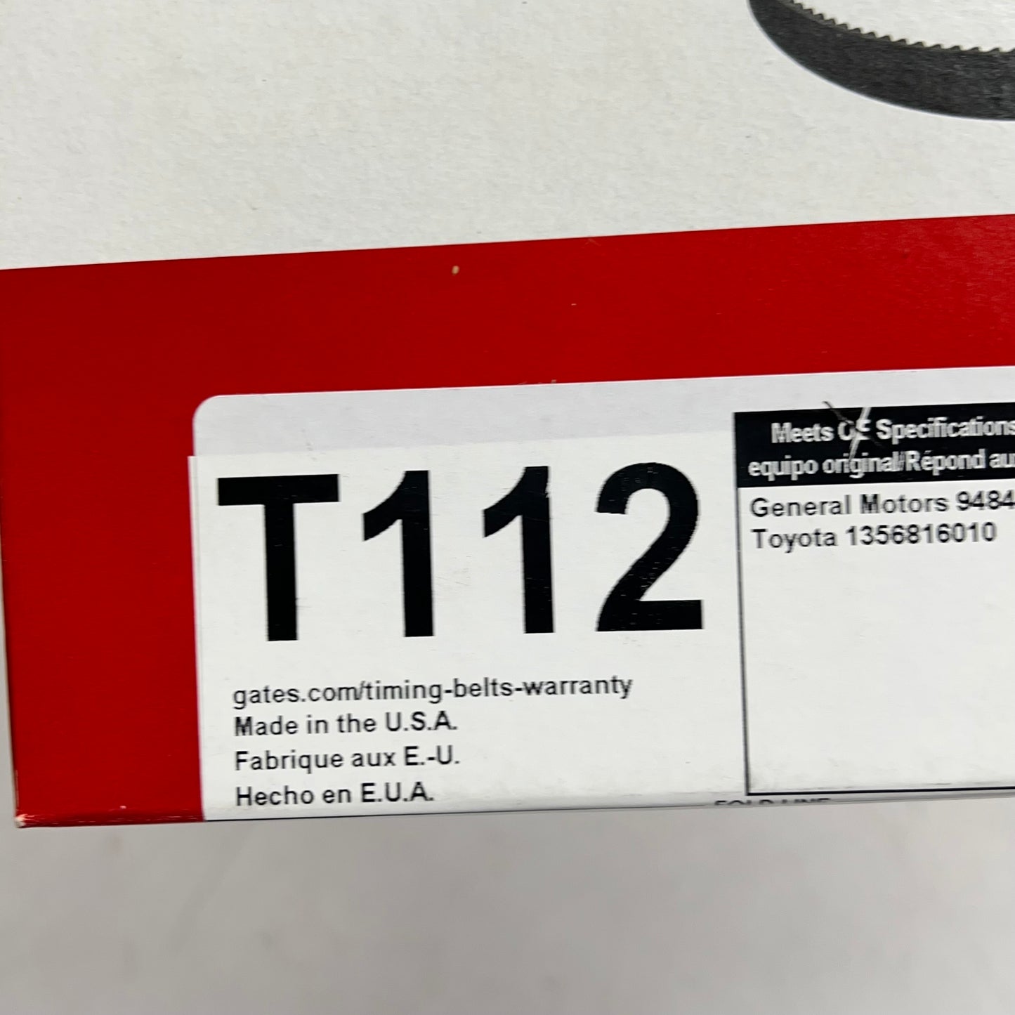 GATES Power Grip Timing Belt For Chevrolet & Toyota Vehicles Black T112