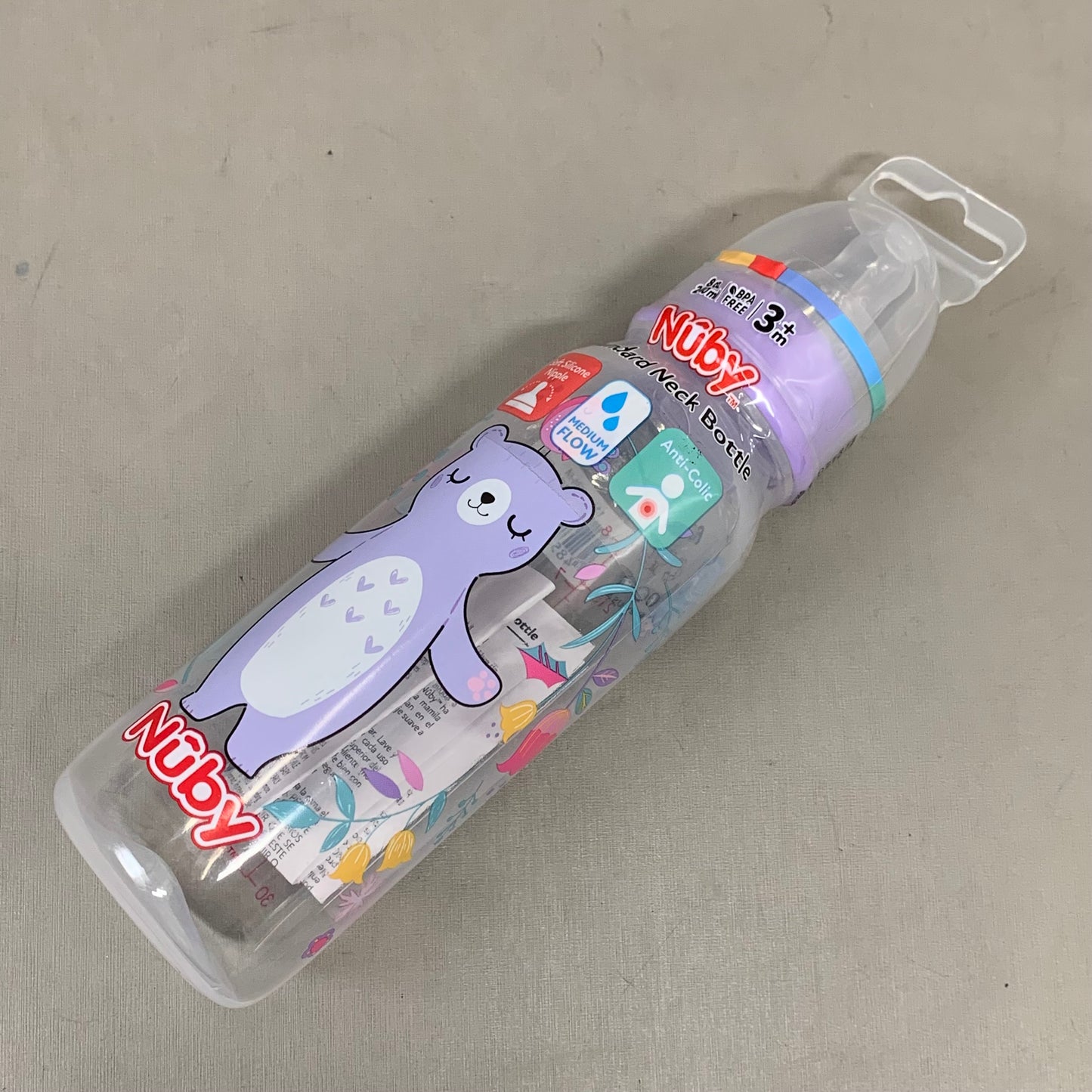 NUBY (6 Pack) Assorted Non-Drip Neck Baby Bottles As-is (slightly Damaged Packaging)  8oz Color's May Very