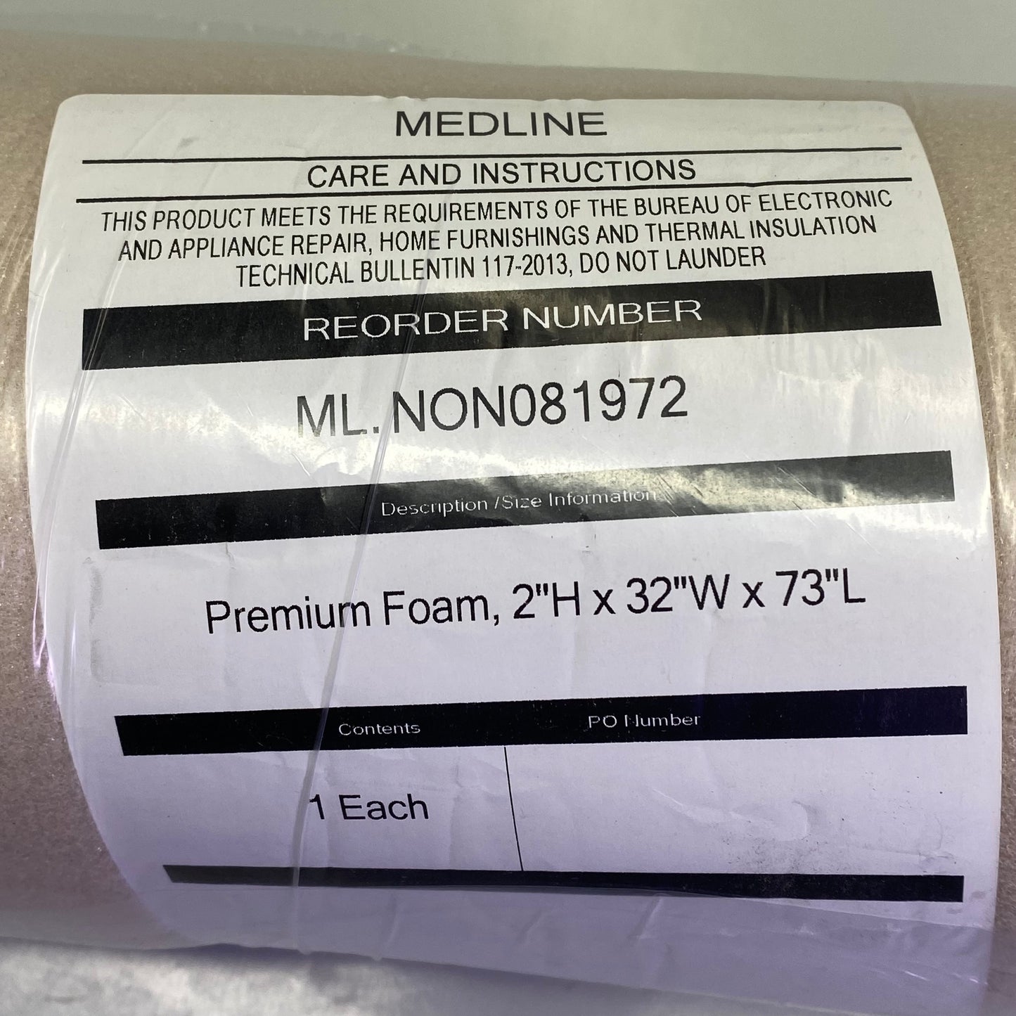 SPAN Premium Foam 2"H x 32"W x 73"L Beige ML.NON081972