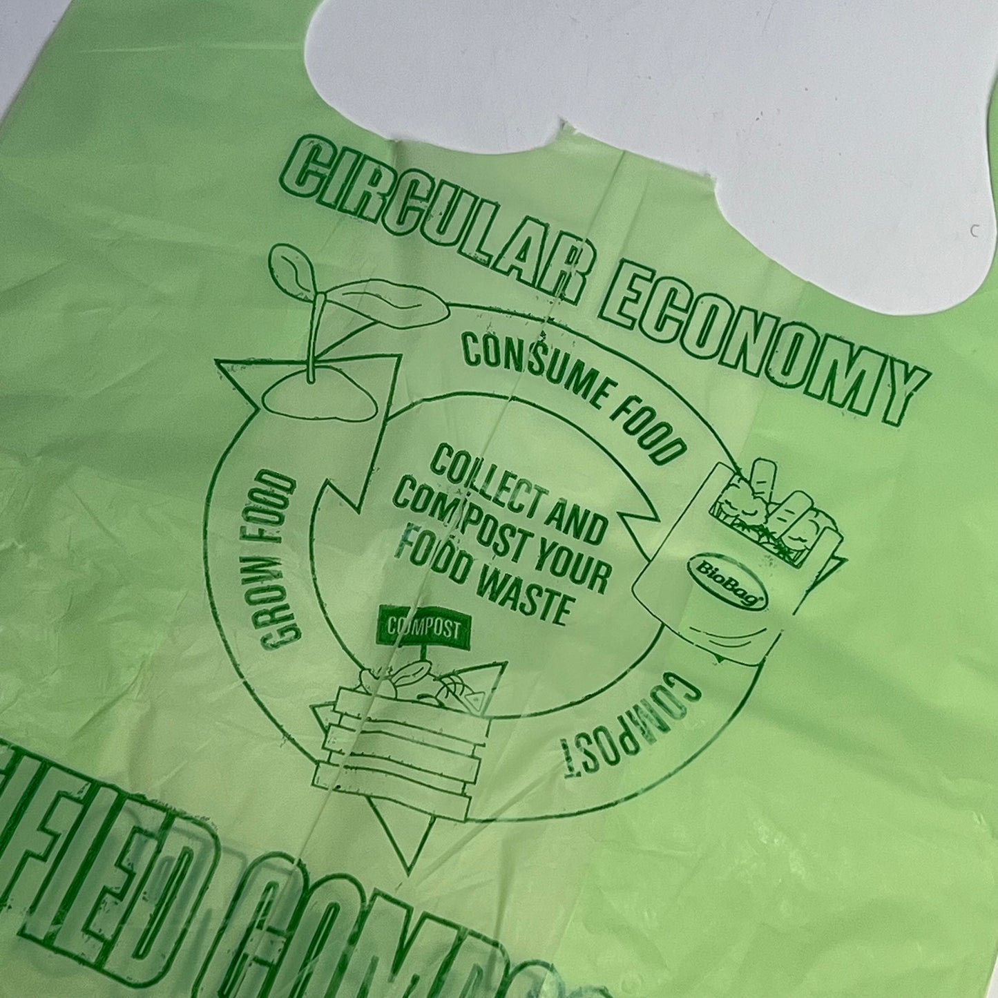 ZA@ BIOBAG Circular Economy Compostable Grocery Bags 16"x19" Green (Distressed) E