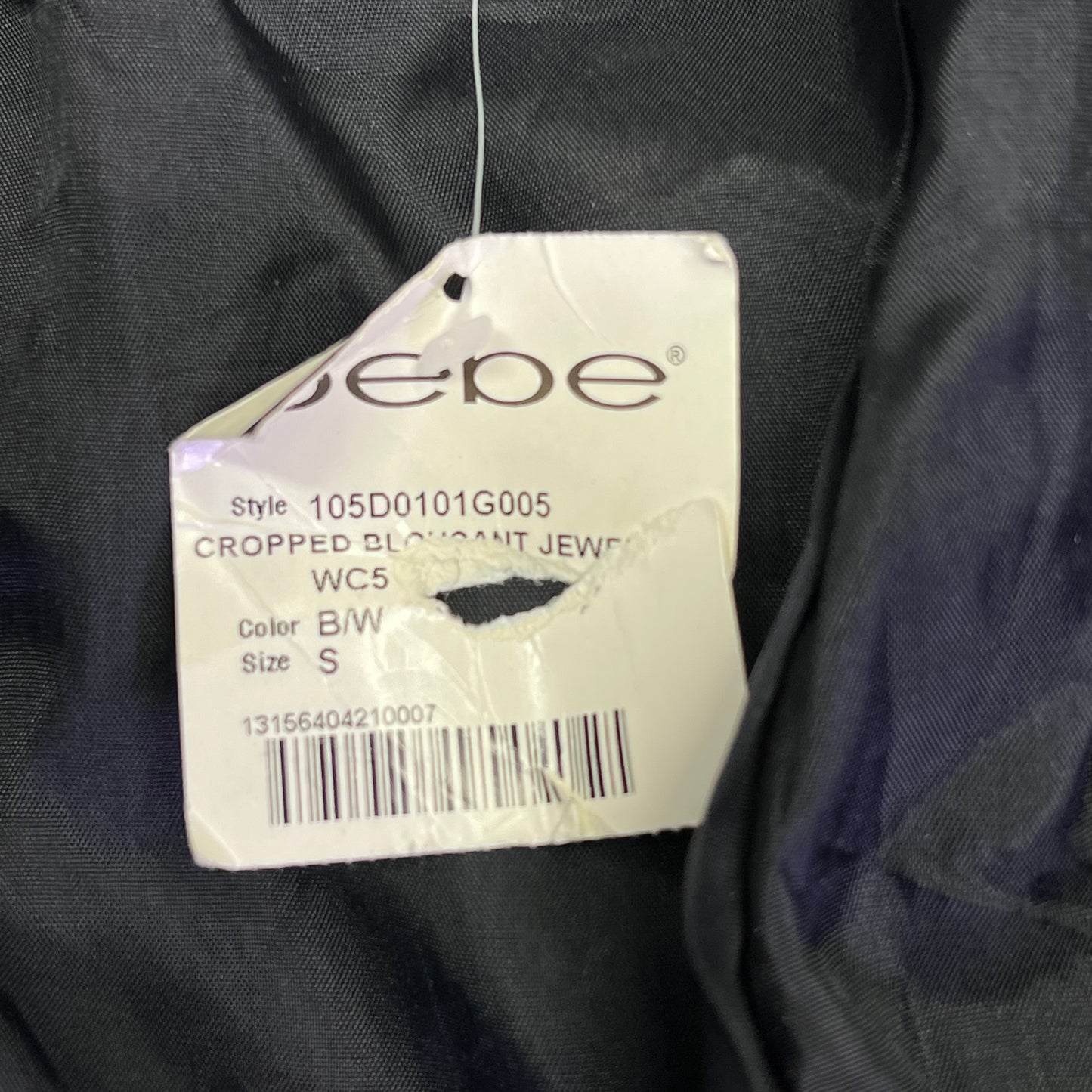 BEBE Under Collar Bling Cropped Wool Sweater Leather Trim Women's Sz S Black