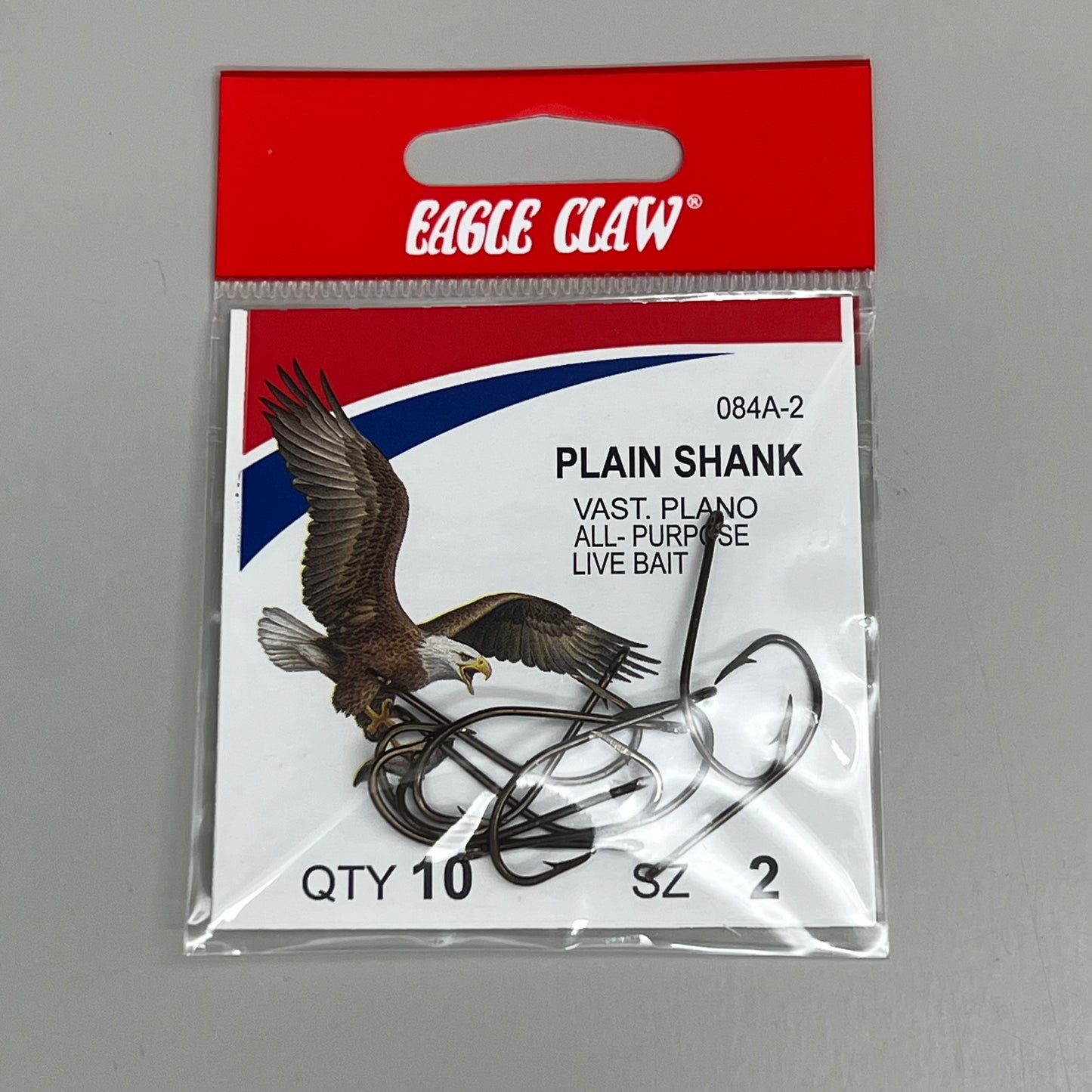 EAGLE CLAW(5 PACK) Freshwater & Saltwater Plain Shank Hook Bronze #2 10pc 084A-2