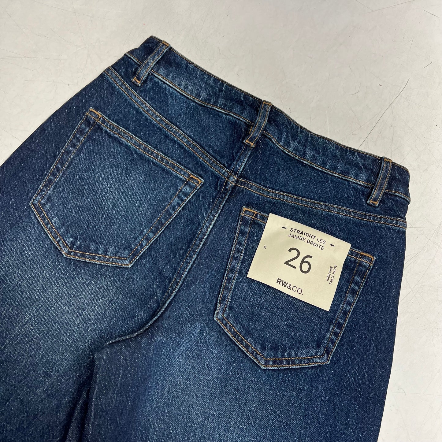 RW & CO High Rise Straight Leg Jeans Women's Sz 26 Dark Blue Wash 487897