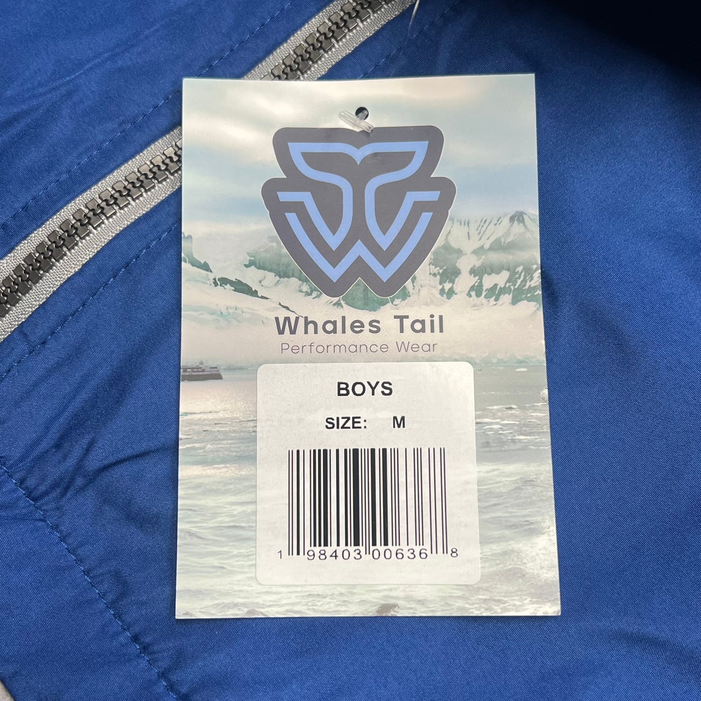 WHALES TAIL PERFORMANCE WEAR Fleece Lined Windbreaker Jacket Boy's Sz M Blue