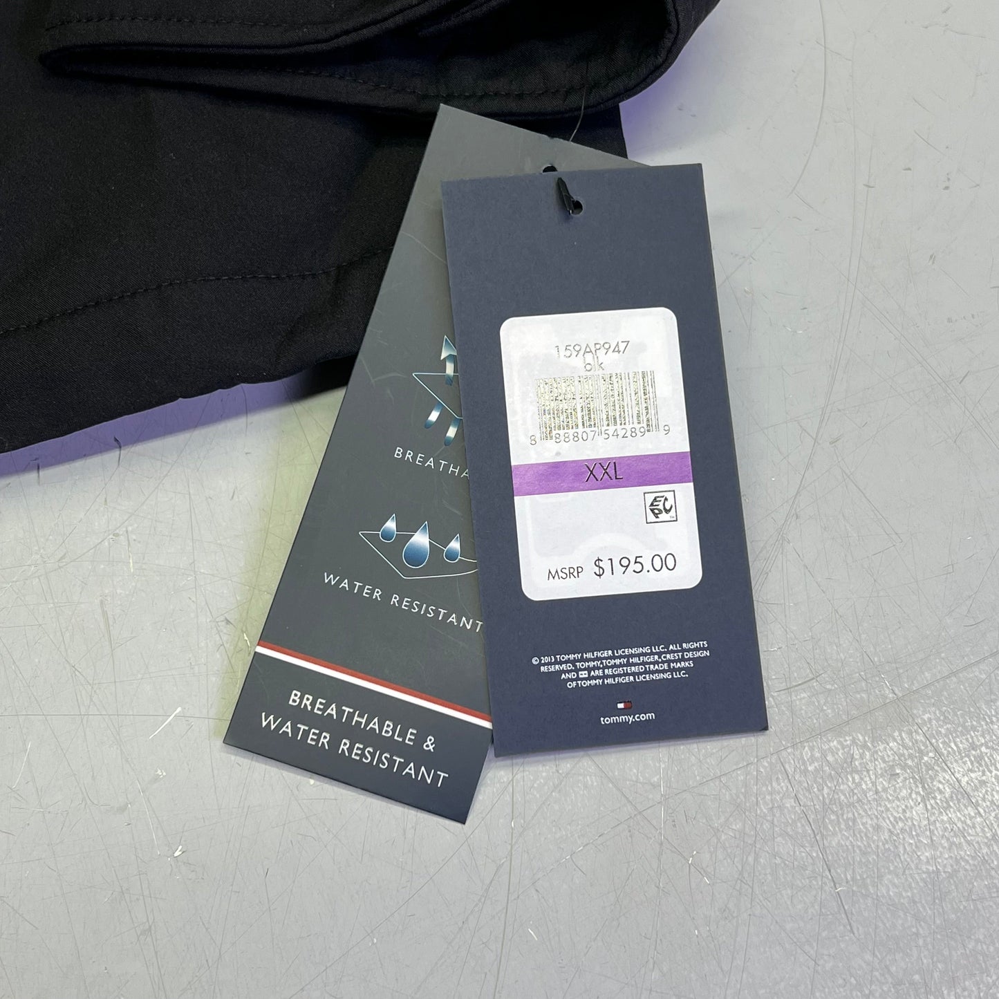 ZA@ TOMMY HILFIGER Water Resistant Coat Jacket Full Zip Men's Sz XXL Black 159AP947 A