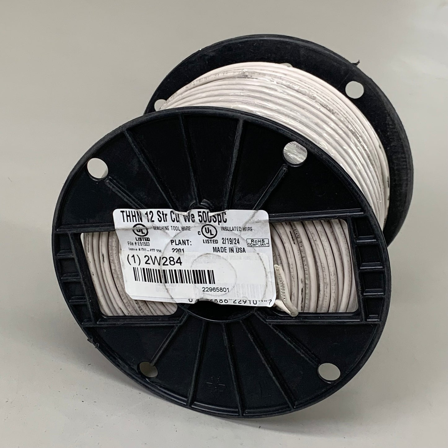 SOUTHWIRE Building Wire 12 AWG 1 Conductor Stranded 600 V 500 ft White 22965801