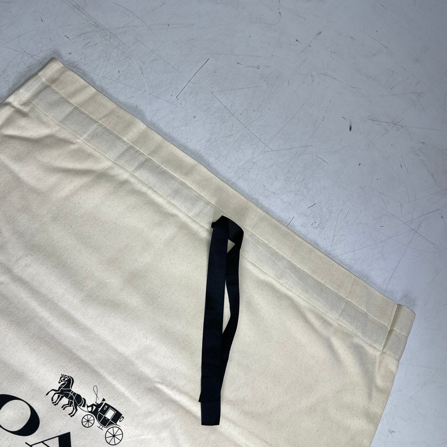 COACH Cotton Ribbon Closure Dust Protection Bags  24"x23" Off White/Black