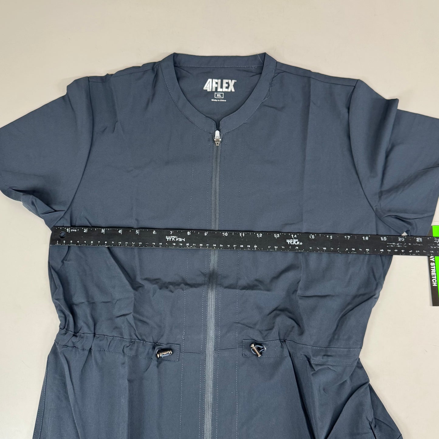 GREEN TOWN 4 Flex Scrubs Jumpsuit Cinch In Waist Women's Sz XL Pewter GFX-023AST