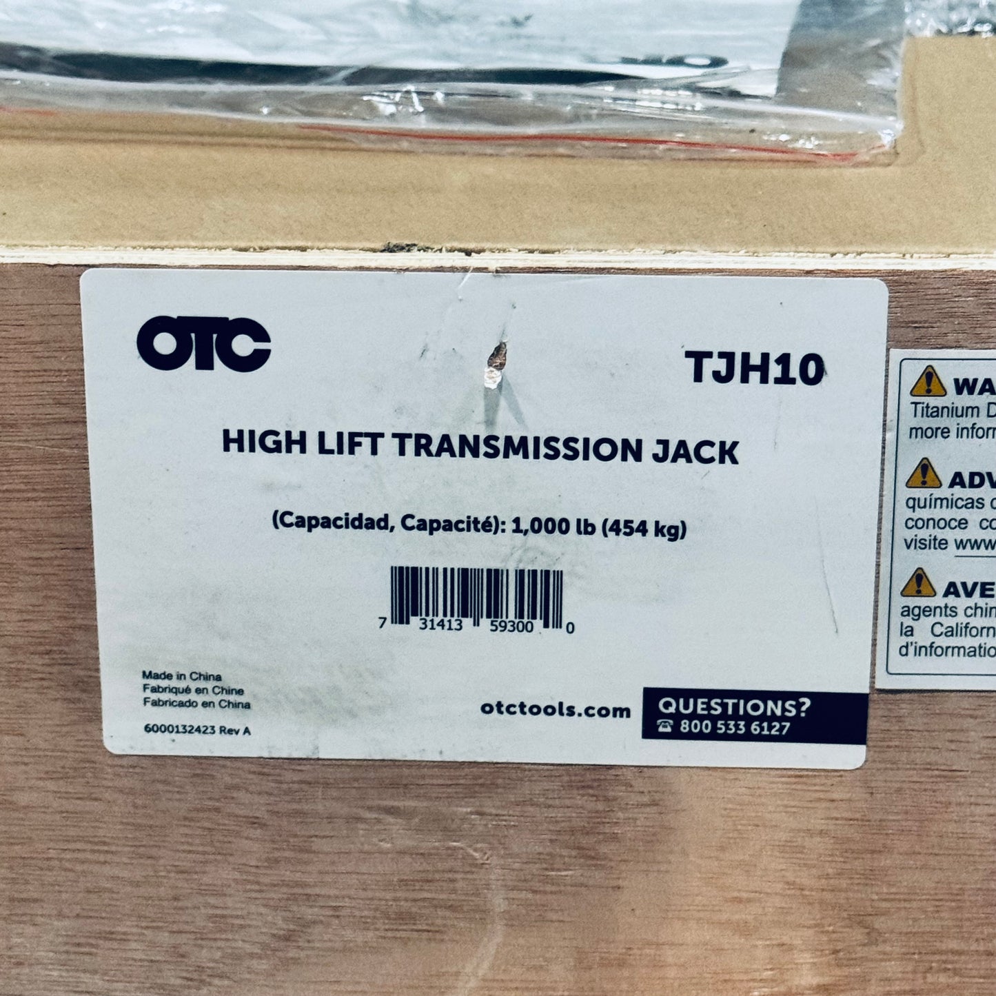 OTC High-Lift Transmission Jack Capacity 1000lbs 35”-71 5/8” H Blue TJH10