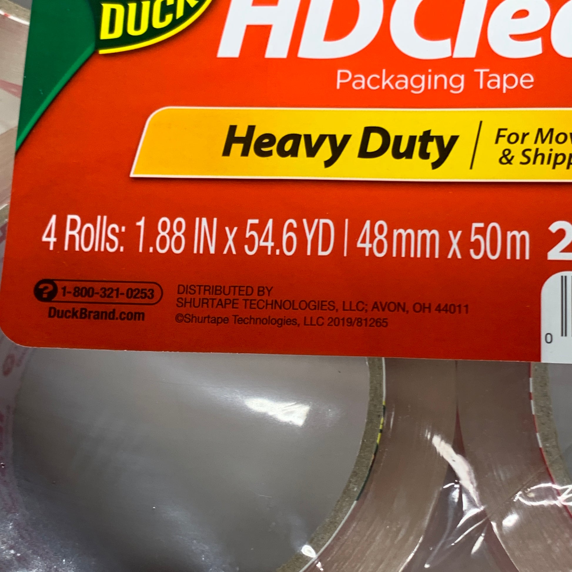 Duck Brand HD Clear Heavy Duty Acrylic Packing Tape - Clear, 1.88 in. x 40  yd.