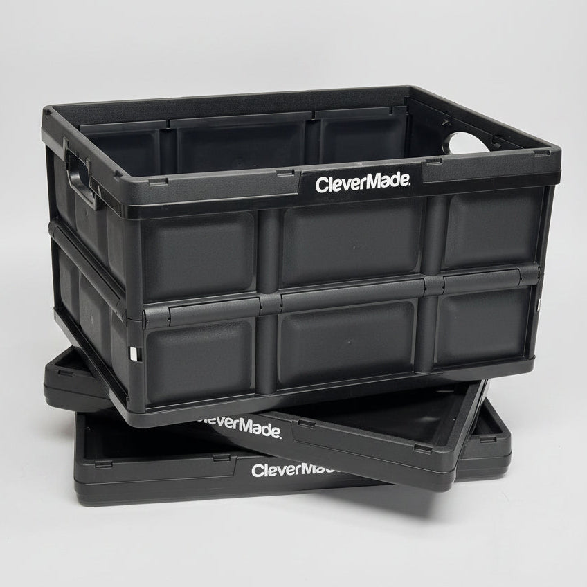 CLEVER MADE (3 PACK) Collapsible Storage Bins 65 L 100lb Weight Cap Black
