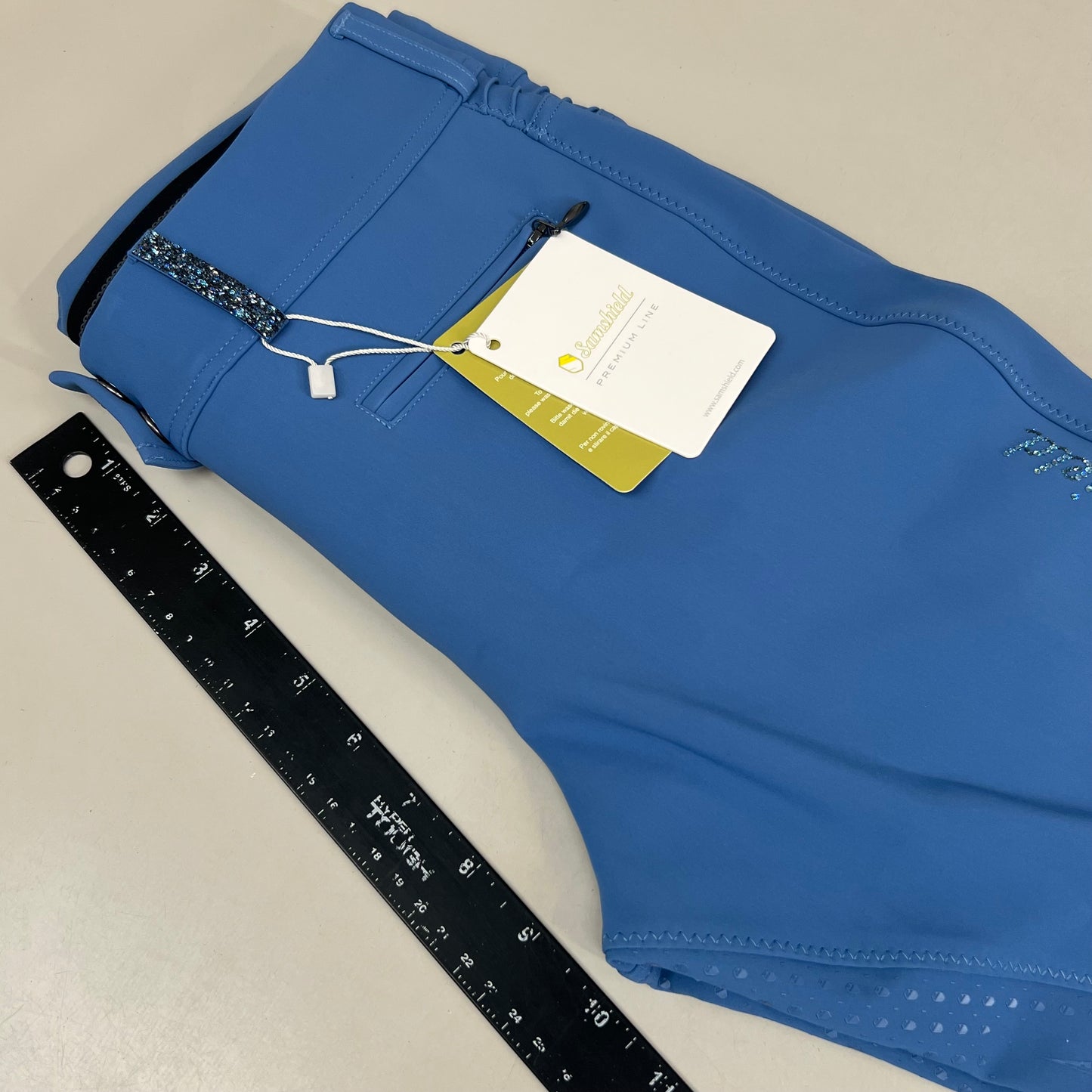 SAMSHIELD Clara Premium Equestrian Pants Women's Sz US 26, UK 8, FR 36 Washed Blue