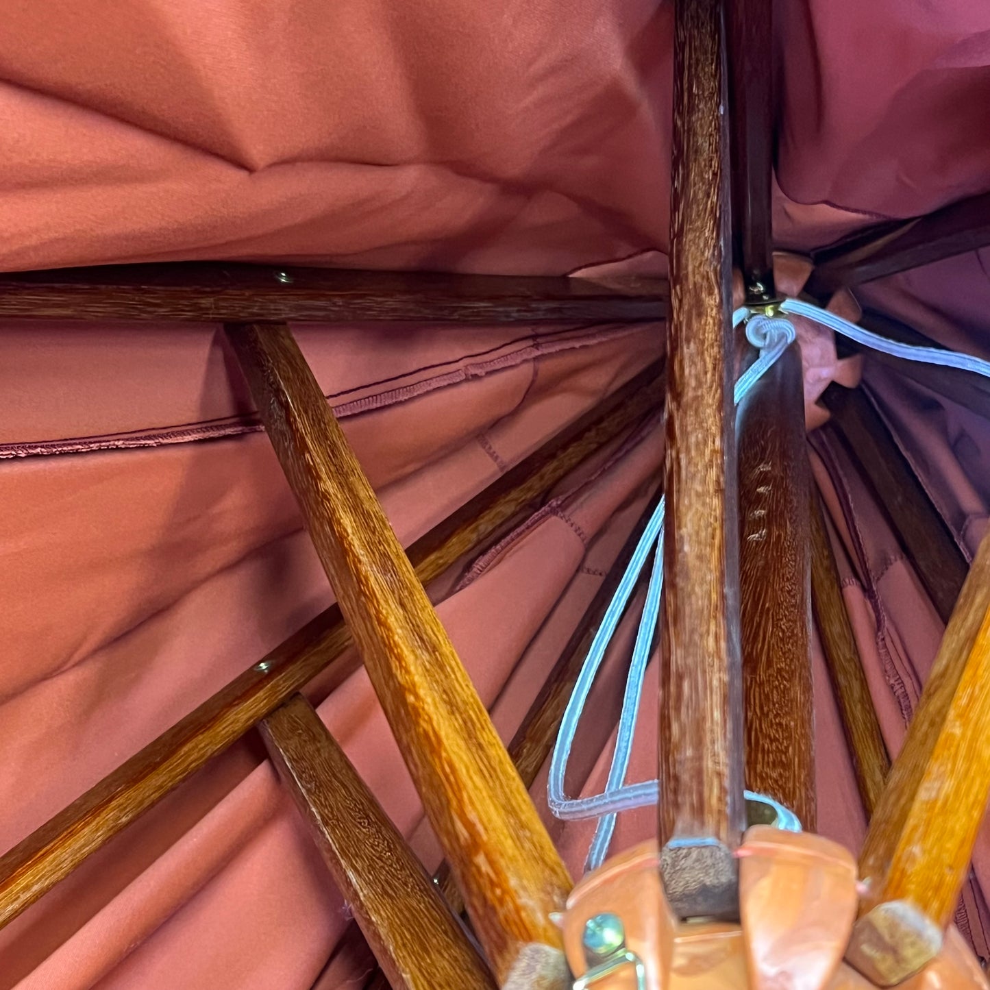 GROSFILLEX Wooden Market Outdoor Umbrella 7' Fits 1-1/2" Holes Terra Cotta