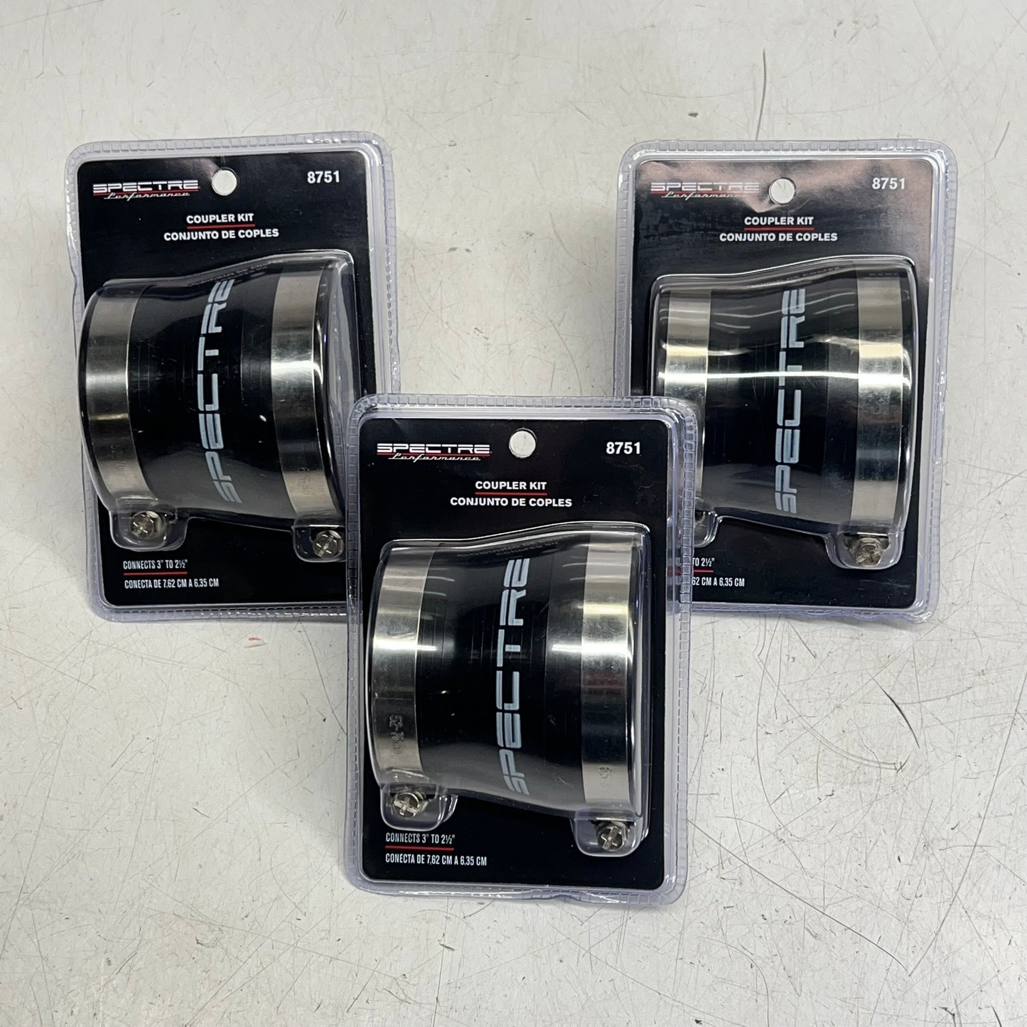 SPECTRE (3 PACK) Coupler Kit Black Pvc Stainless Steel Worm Gear Clamps 3" 8751
