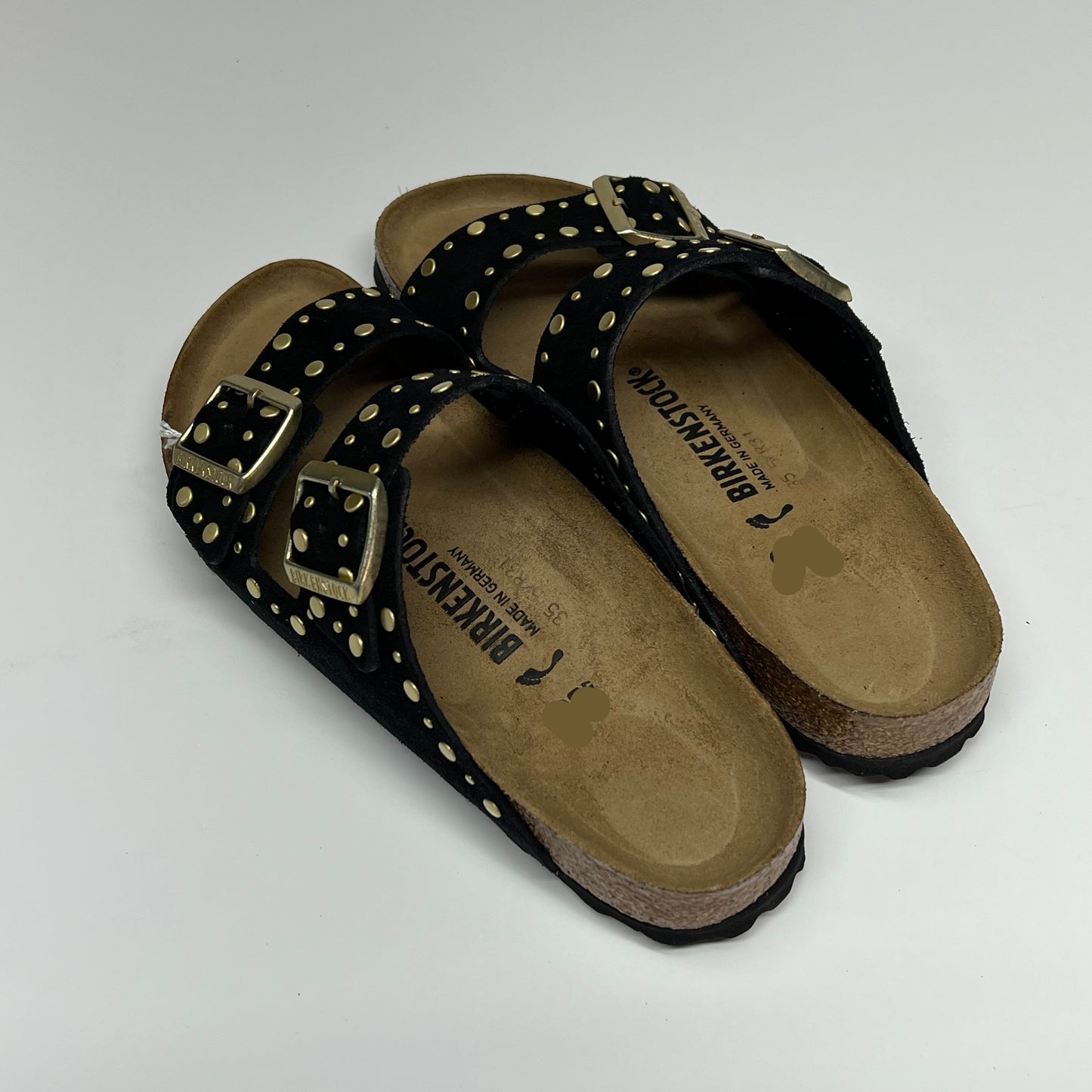 BIRKENSTOCK Arizona Rivets Suede Leather Cork-Latex Uk Sz 40 Black 103034B