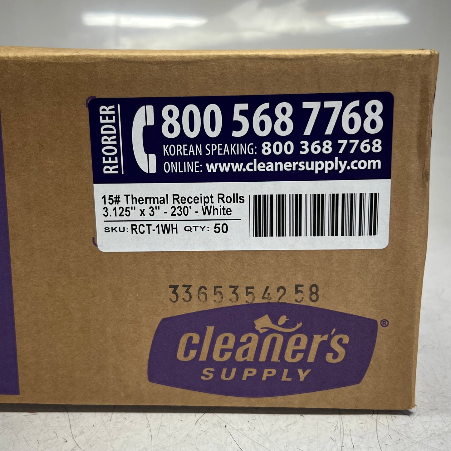 CLEANER'S (50 PACK) #15 Thermal Receipt Rolls 3.125" x 3"-230' White RCT-1WH