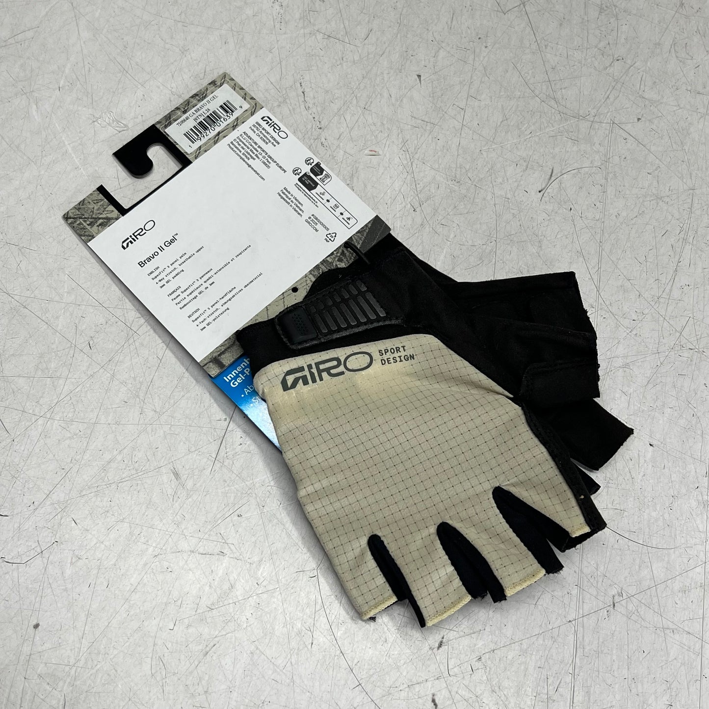 GIRO Bravo Ii Gel Cycling Gloves for Daily Riding Men's Sz L Stone 7200640
