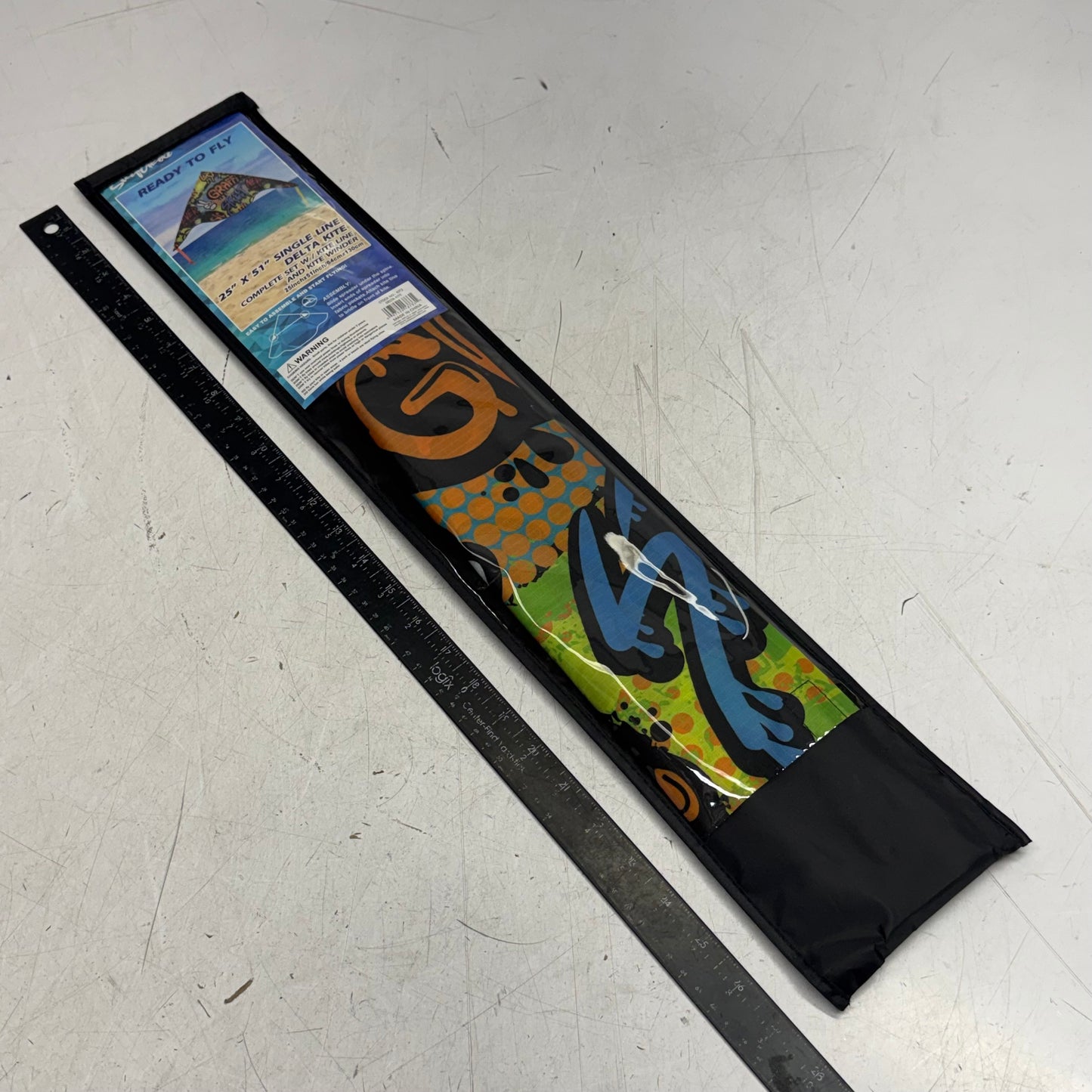 SURFGEAR Single Line Graffiti-Designed Delta Kite - Complete Set with Kite Line & Winder Sz 25" x 51" KIT2 DELTA KITE