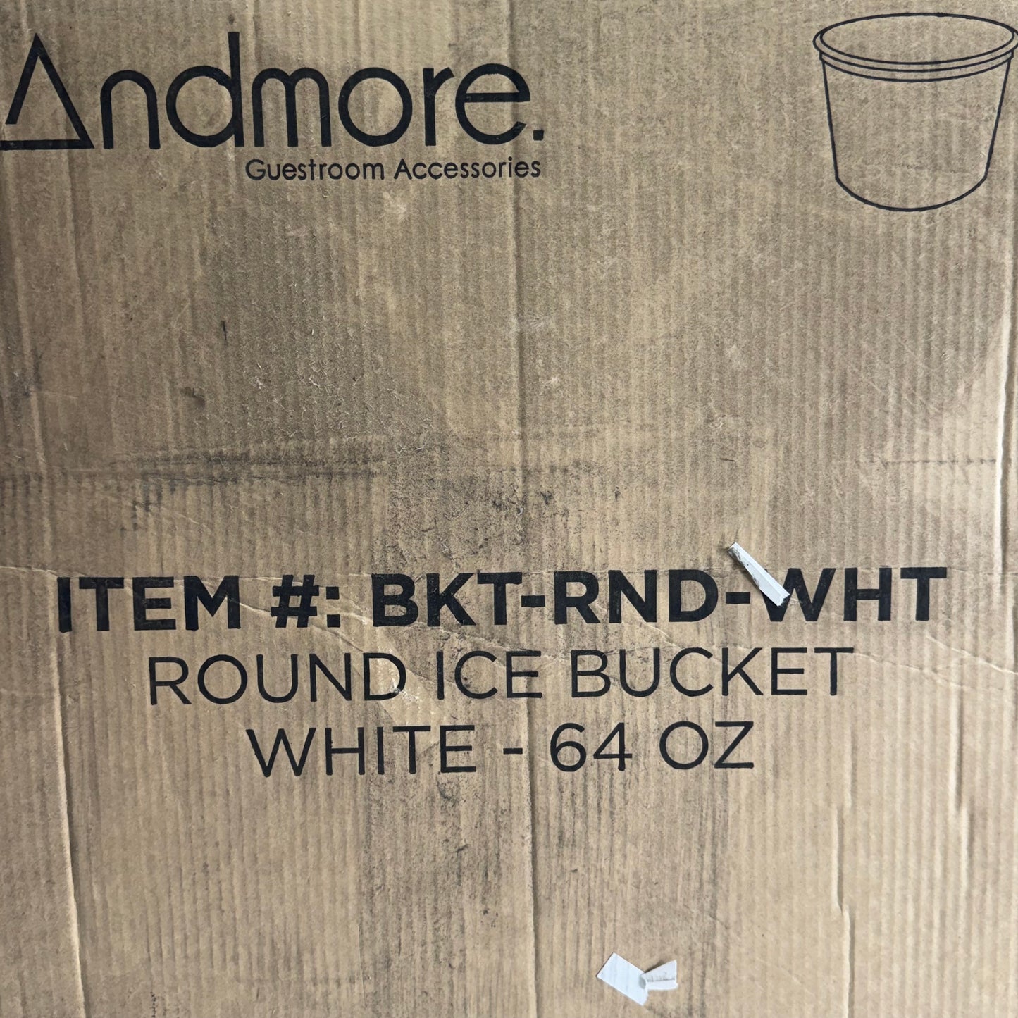ANDMORE (240 PACK) 64 oz Round Ice Bucket - White BKT-RND-WHT