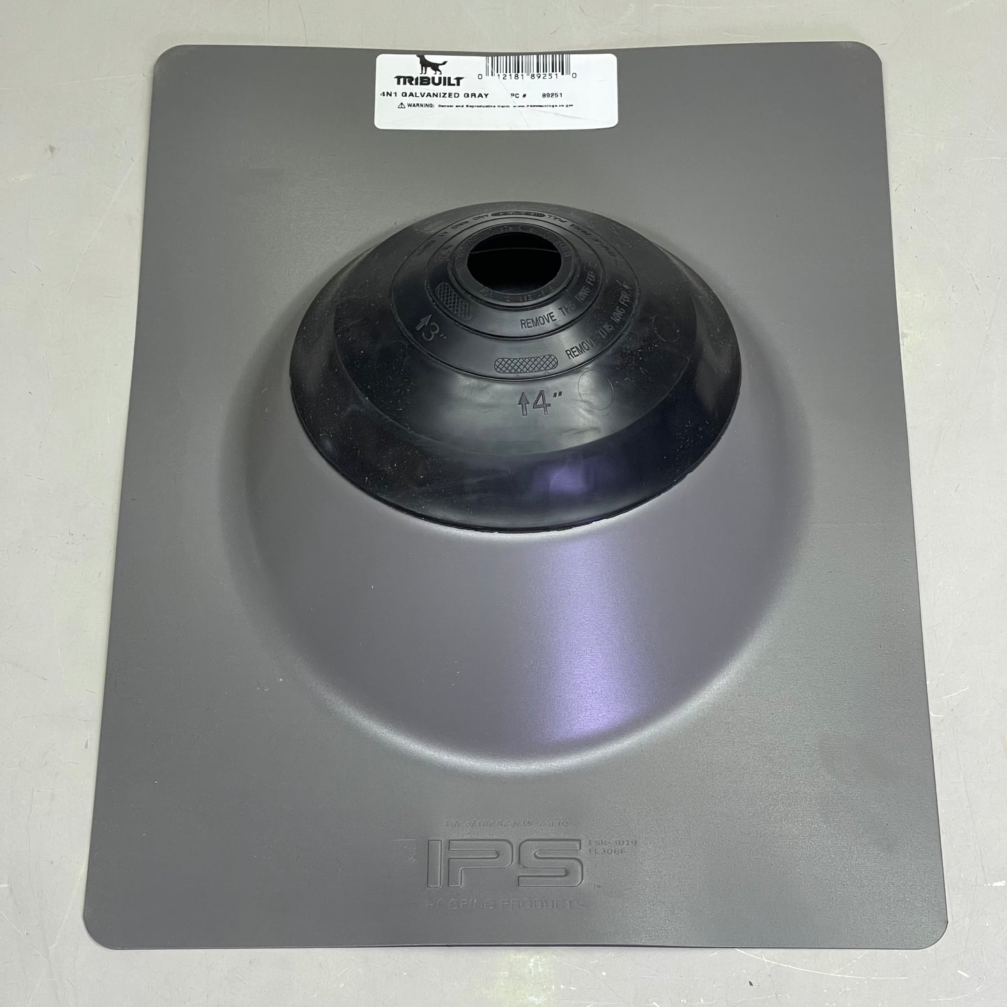 TRIBUILT 4N1 Galvanized Roof Flashing 12" x 16" Base Grey 89251