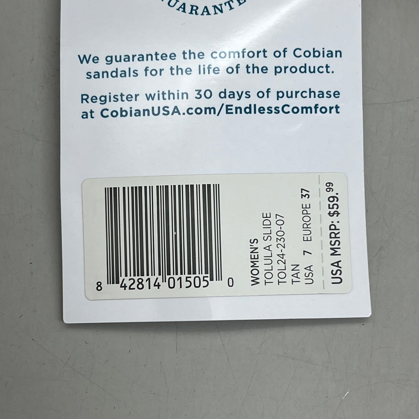 COBIAN Tolula Slide Enhanced Cushion Suede Strap Women's Sz 7 Tan TOL24-230-07