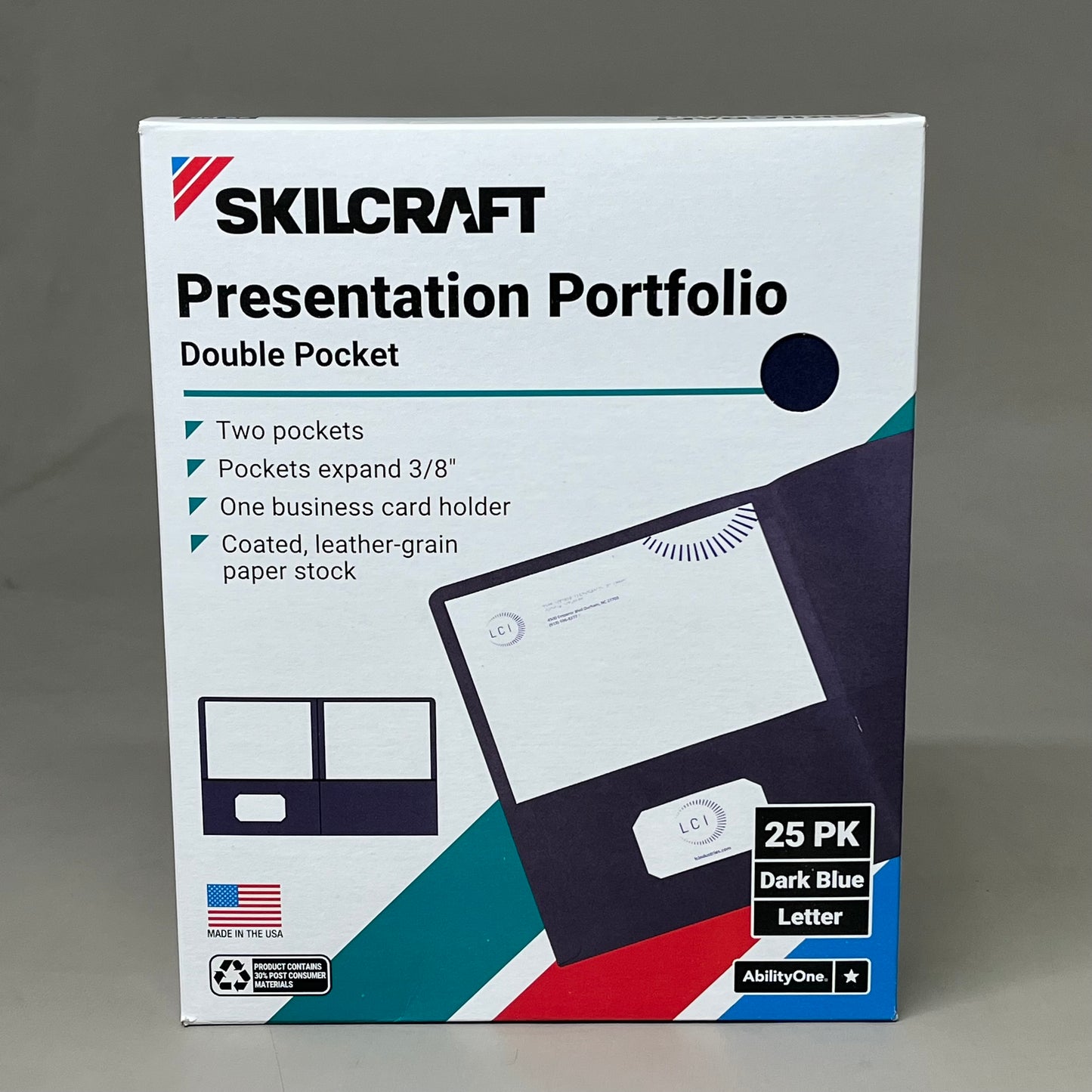 SKILCRAFT (2 PACK, 50 TOTAL) Double Pocket Presentation Portfolio Dark Blue