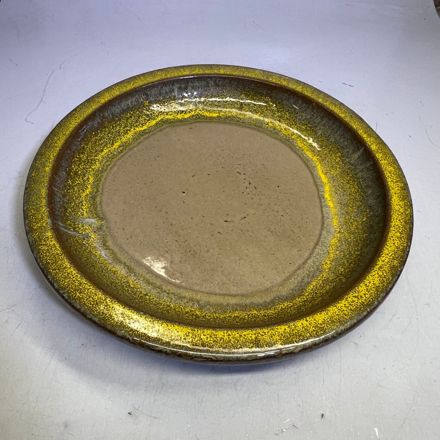 ZA@ Glazed Pottery 2 Piece Swirl Stand Bird Bath 22" L x 20" Dia Bright Yellow/Taupe