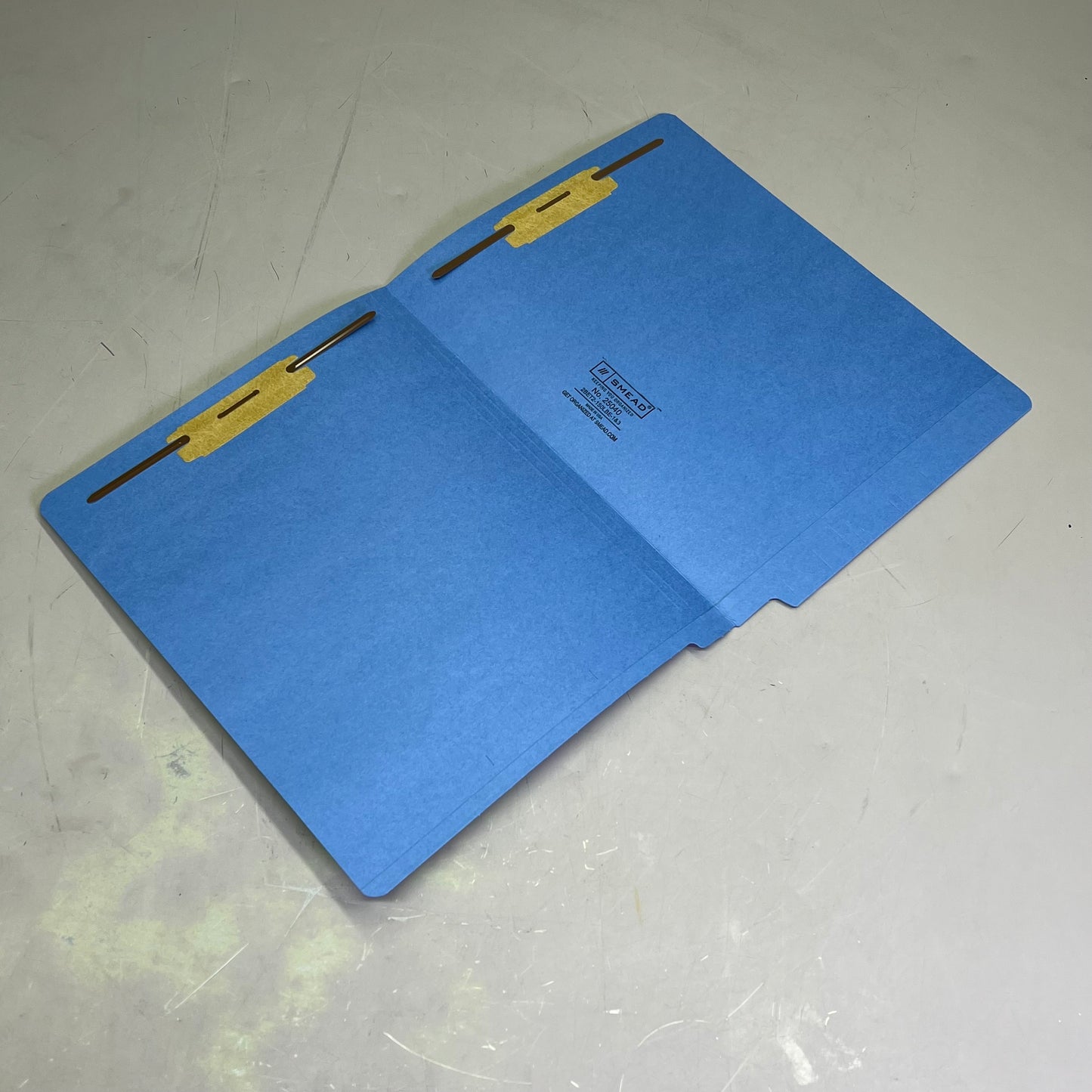SMEAD (50 PACK) End-Tab Folders W/ Fasteners Straight Cut 2-Ply Blue 25040