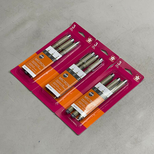 SAKURA (3-PACK) Pigma Micron Pens 0.25mm, 0.45mm, 0.60mm Cool Gray 50163