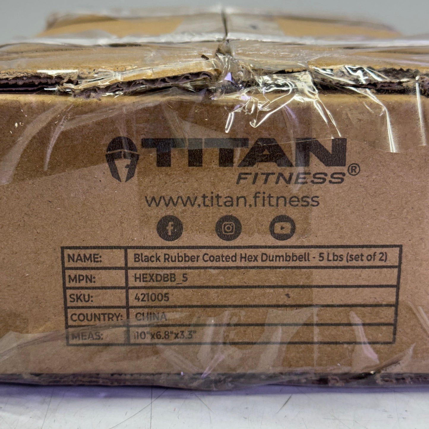 TITAN FITNESS (2 PACK) Black Rubber Coated Hex Dumbbell Single 5lb HEXDBB_5