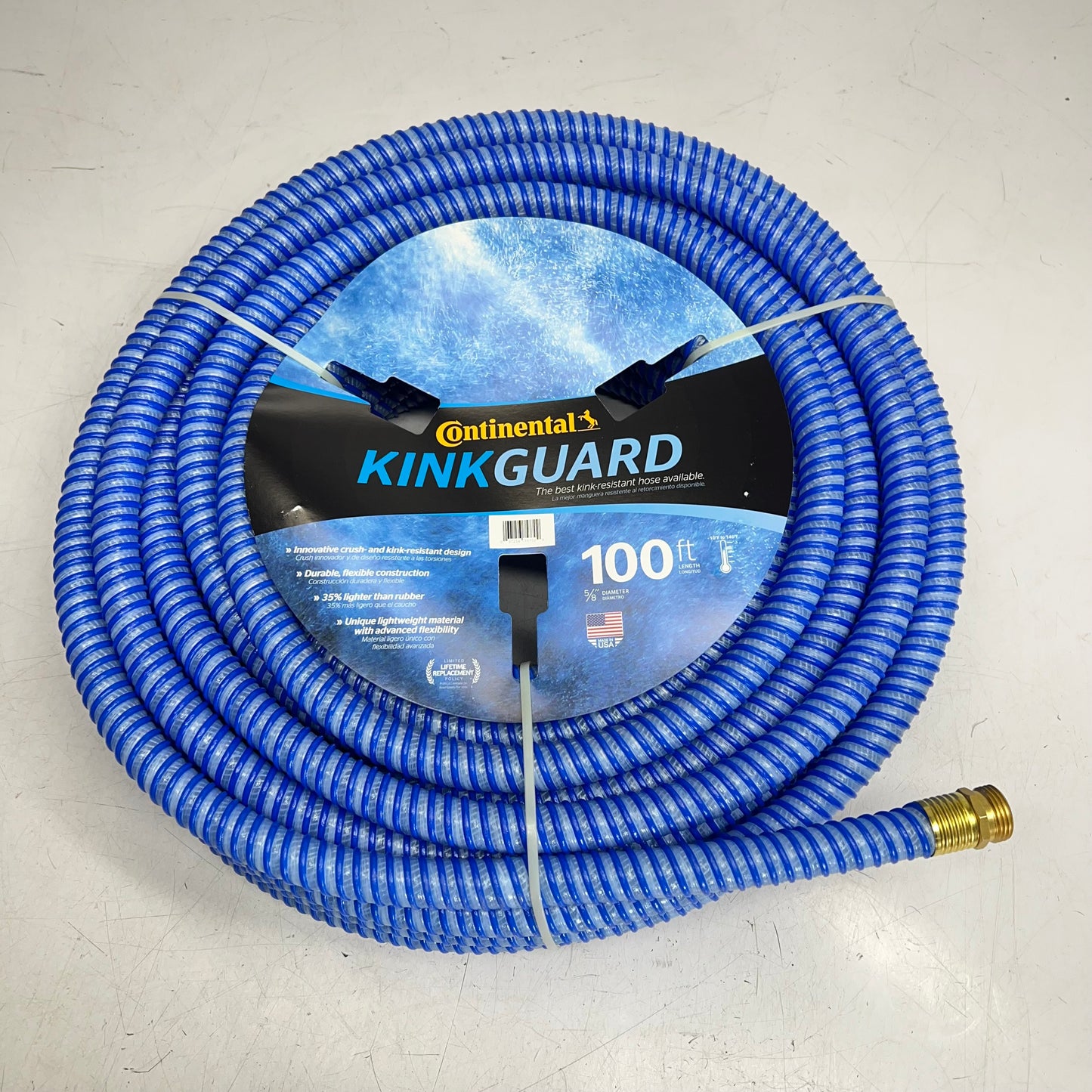 CONTINENTAL Flexible Kinkguard Garden Hose 5/8" ID Dia 100' Blue 589101020260|14