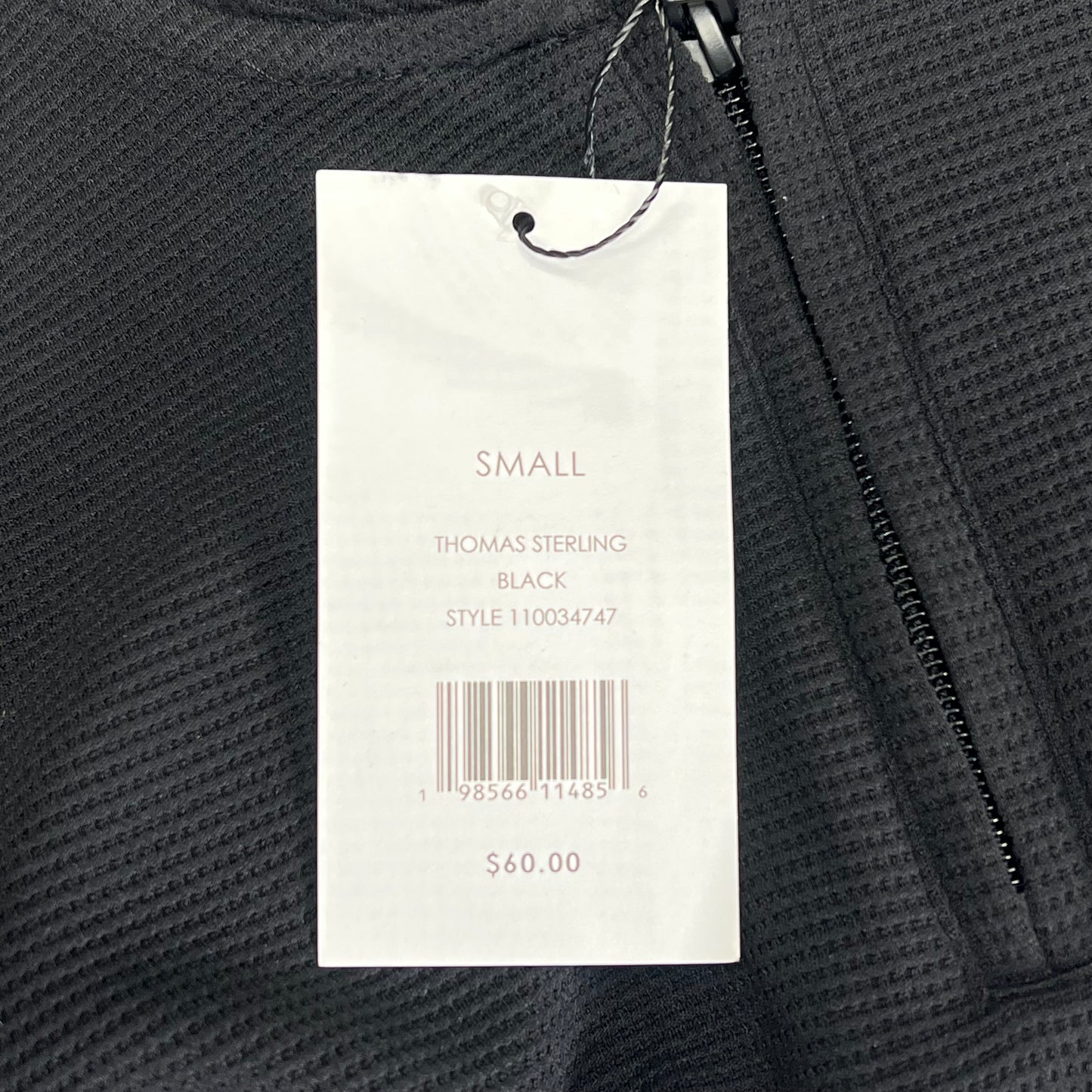 THOMAS STERLING Half Zip Soft Waffle Knit Jacket  Men's Sz S Black 110034747