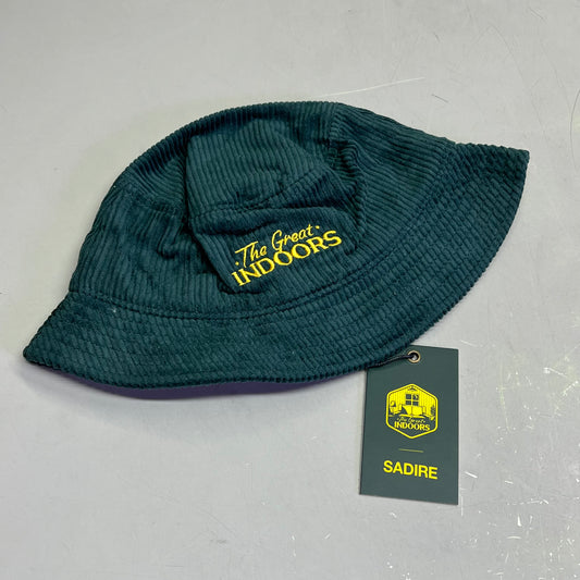 SADIRE Great Indoors Bucket Hat Embroidered Corduroy  Unisex Sz S Green