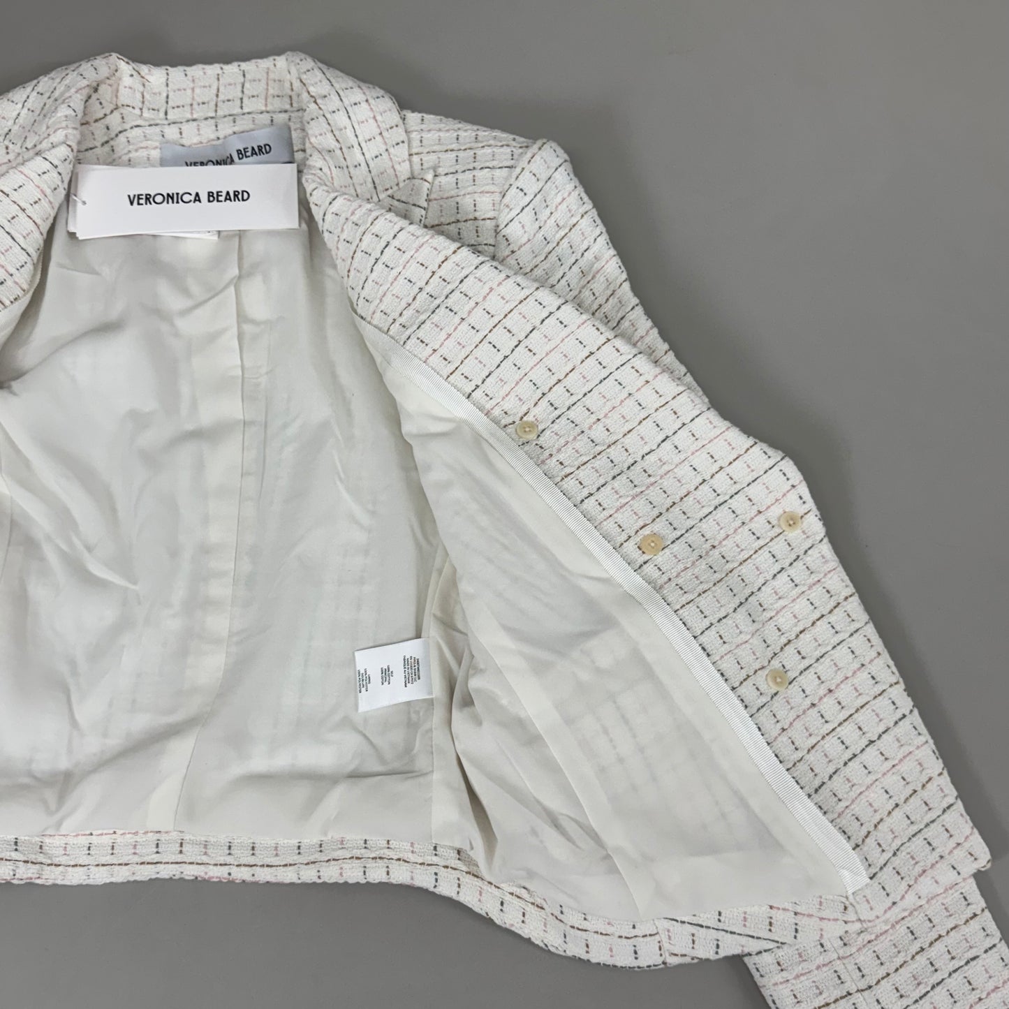 VERONICA BEARD Women's Diego Dickey Jacket Sz-00 Ivory/Multi 2406TW651509