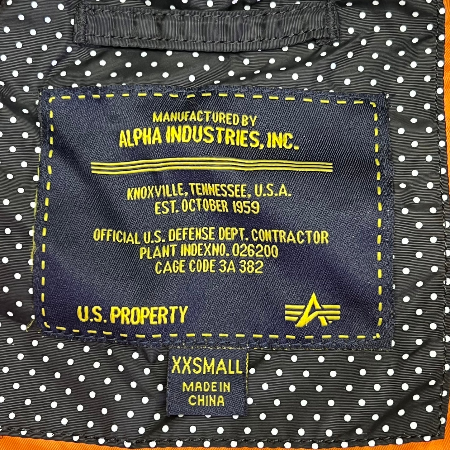 ALPHA INDUSTRIES  Bomber Jacket Orange Lined Unisex Sz XS Black (Pre-Owned)